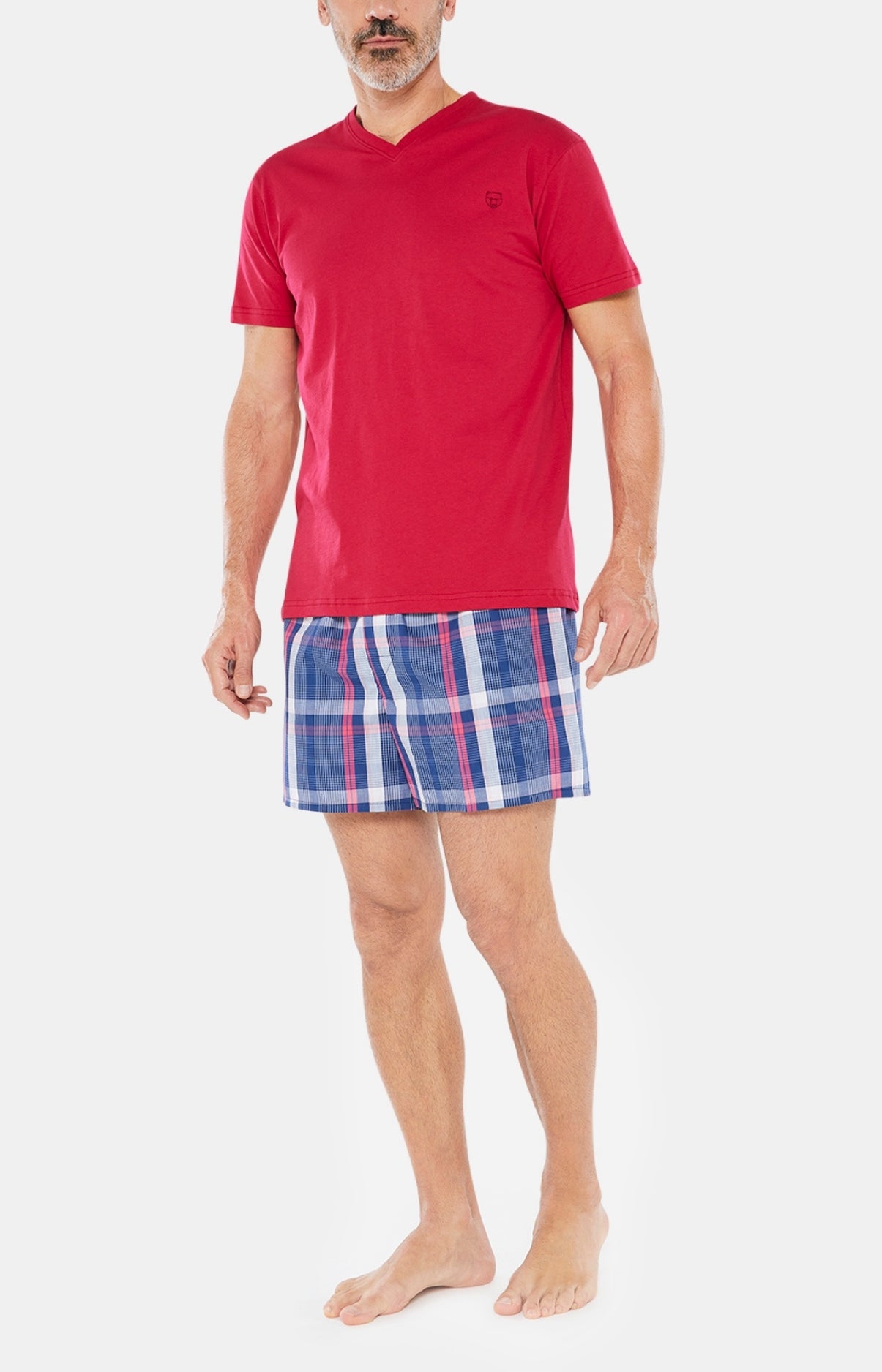Pyjashort Homme Carreaux Opéra Marine 2