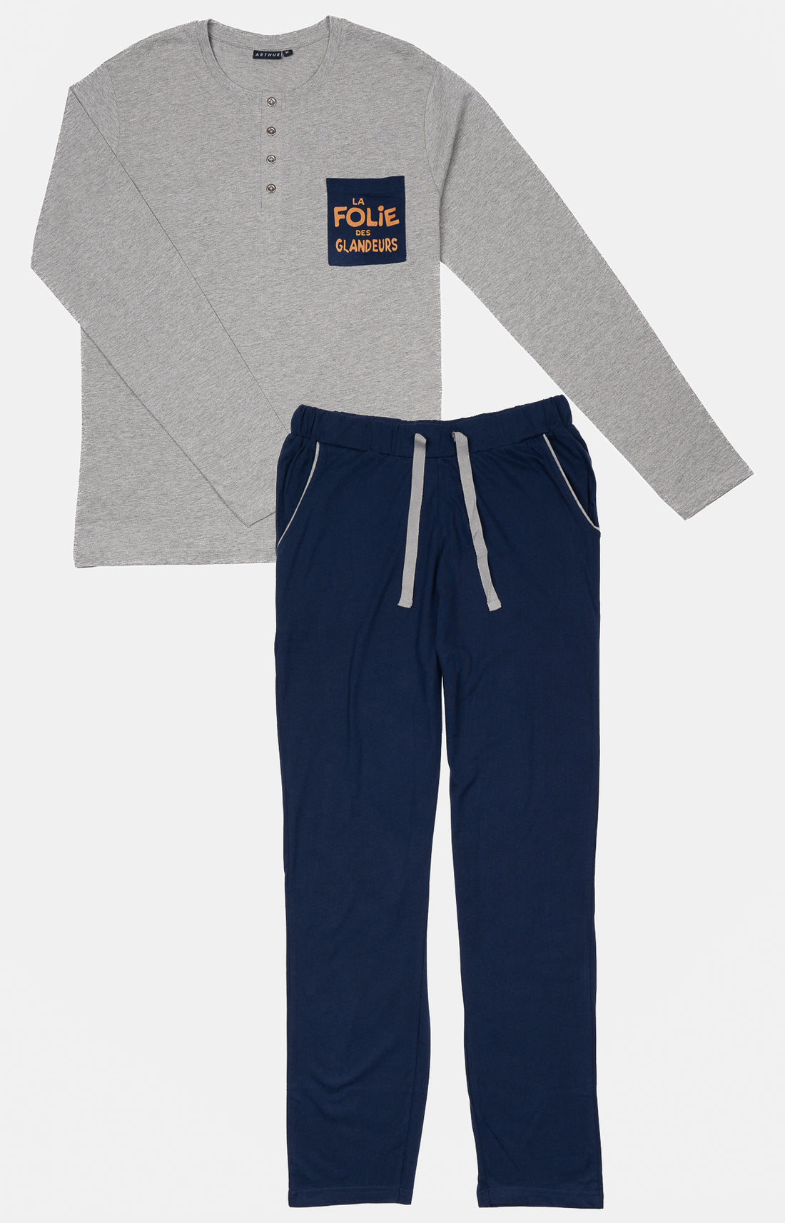 Pyjama long Homme Gris et Marine 3