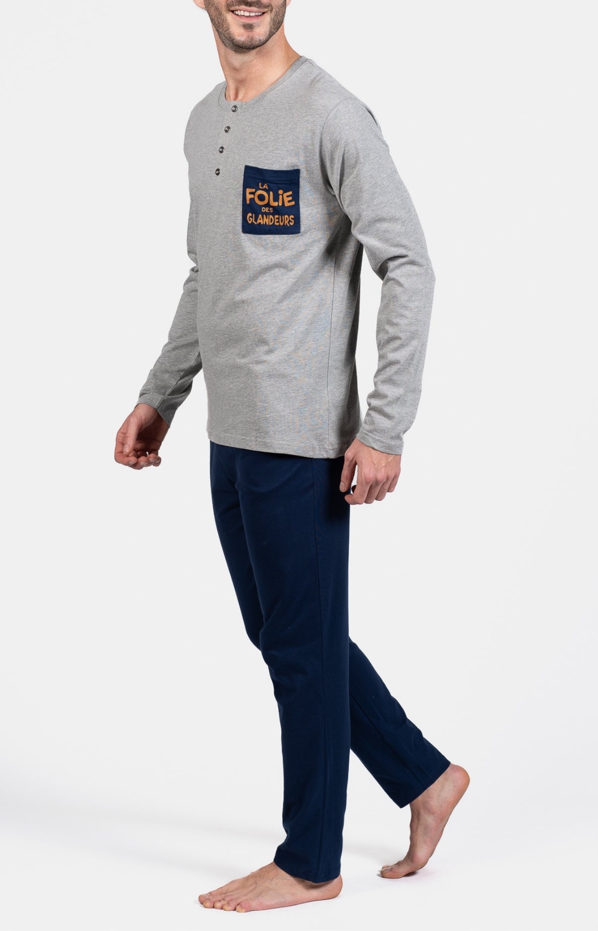 Pyjama long Homme Gris et Marine 5
