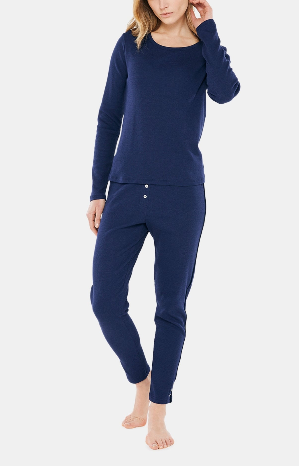 Tee-shirt Femme manches longues Coton Marine 1