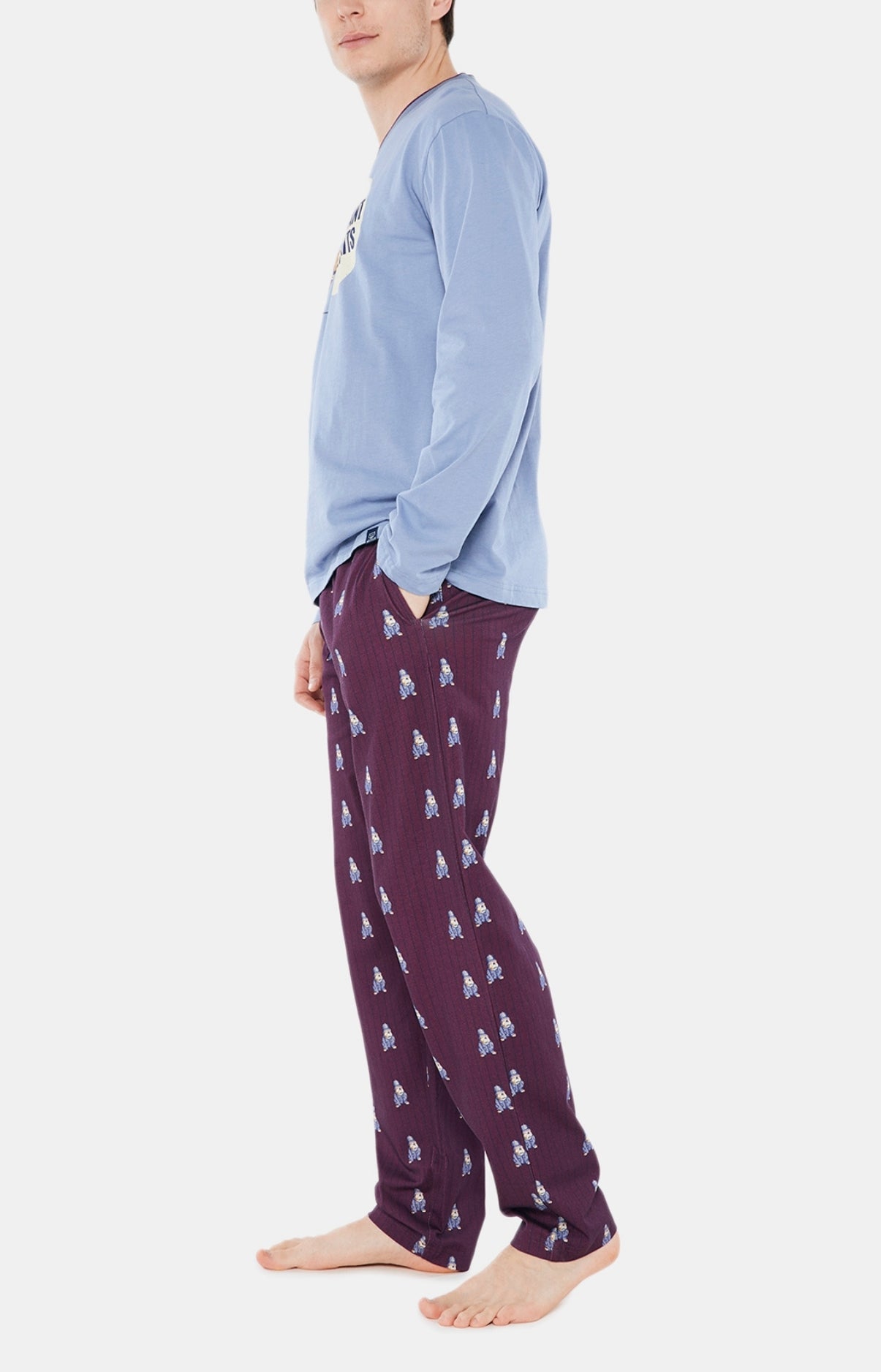 Pyjama long Homme Bobby Violet et Bordeaux 4