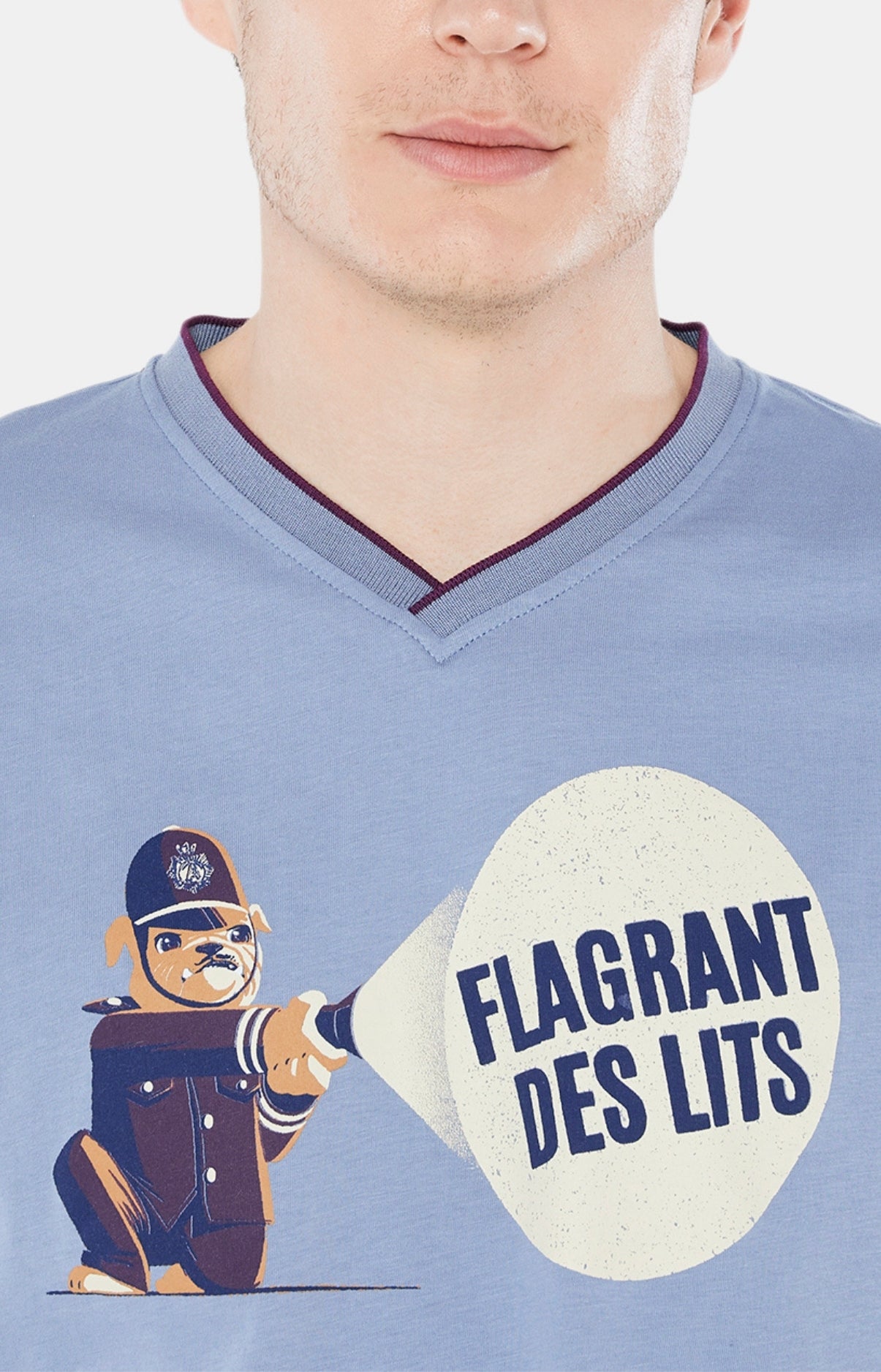 Pyjama long Homme Bobby Violet et Bordeaux 2