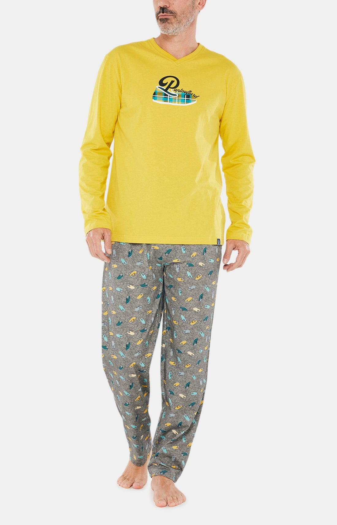 Pyjama long Homme Pantouflard Gris 1