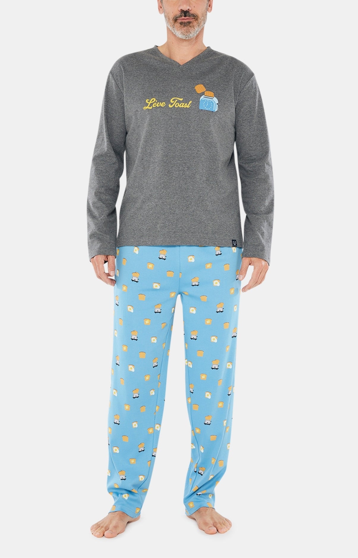 Pyjama long Homme Toast Bleu et Jaune 1