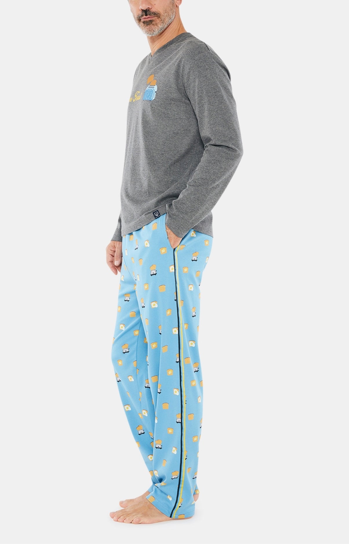 Pyjama long Homme Toast Bleu et Jaune 2