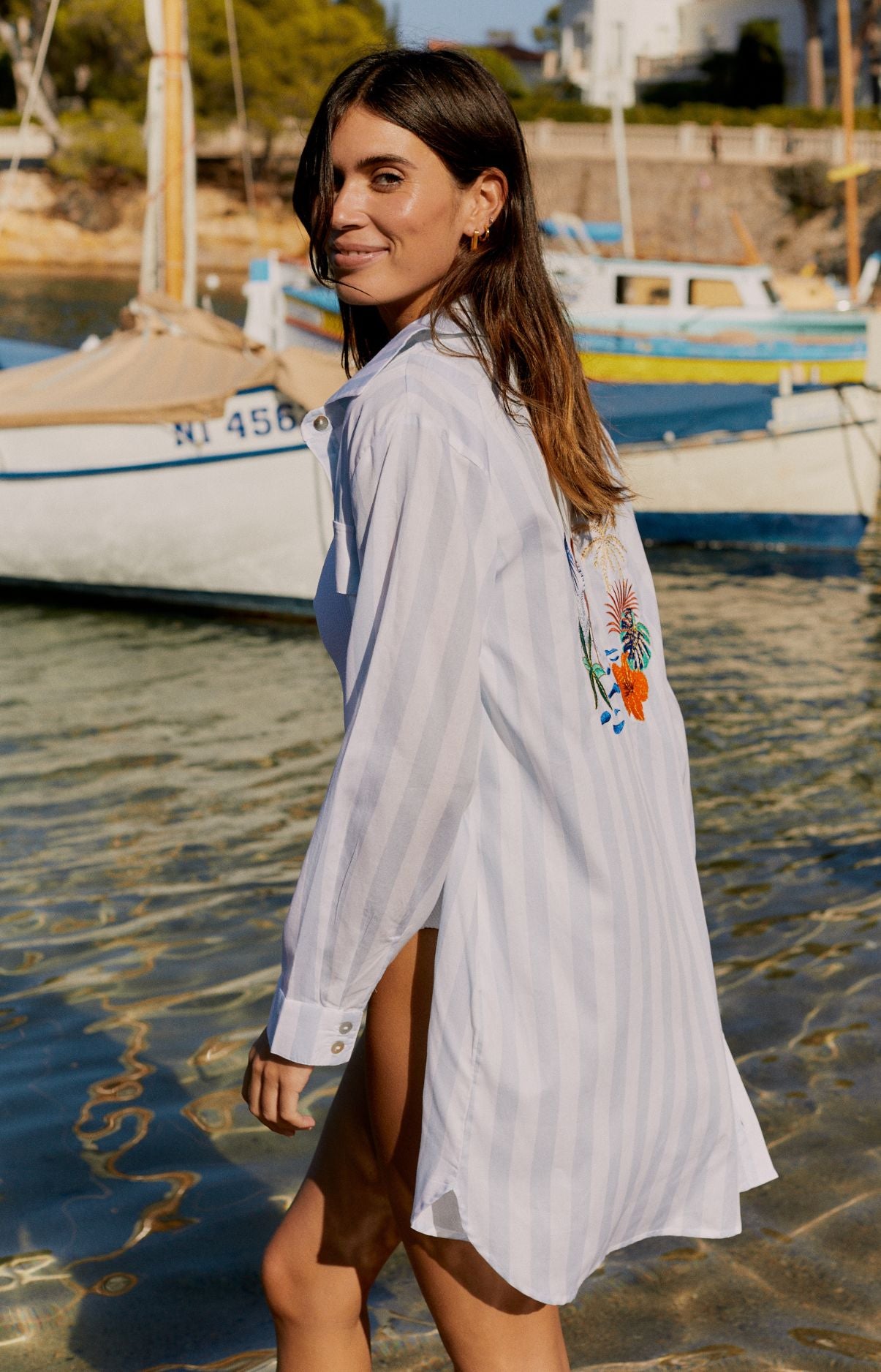 Robe Chemise Femme Rayure Tahiti Bleu 4