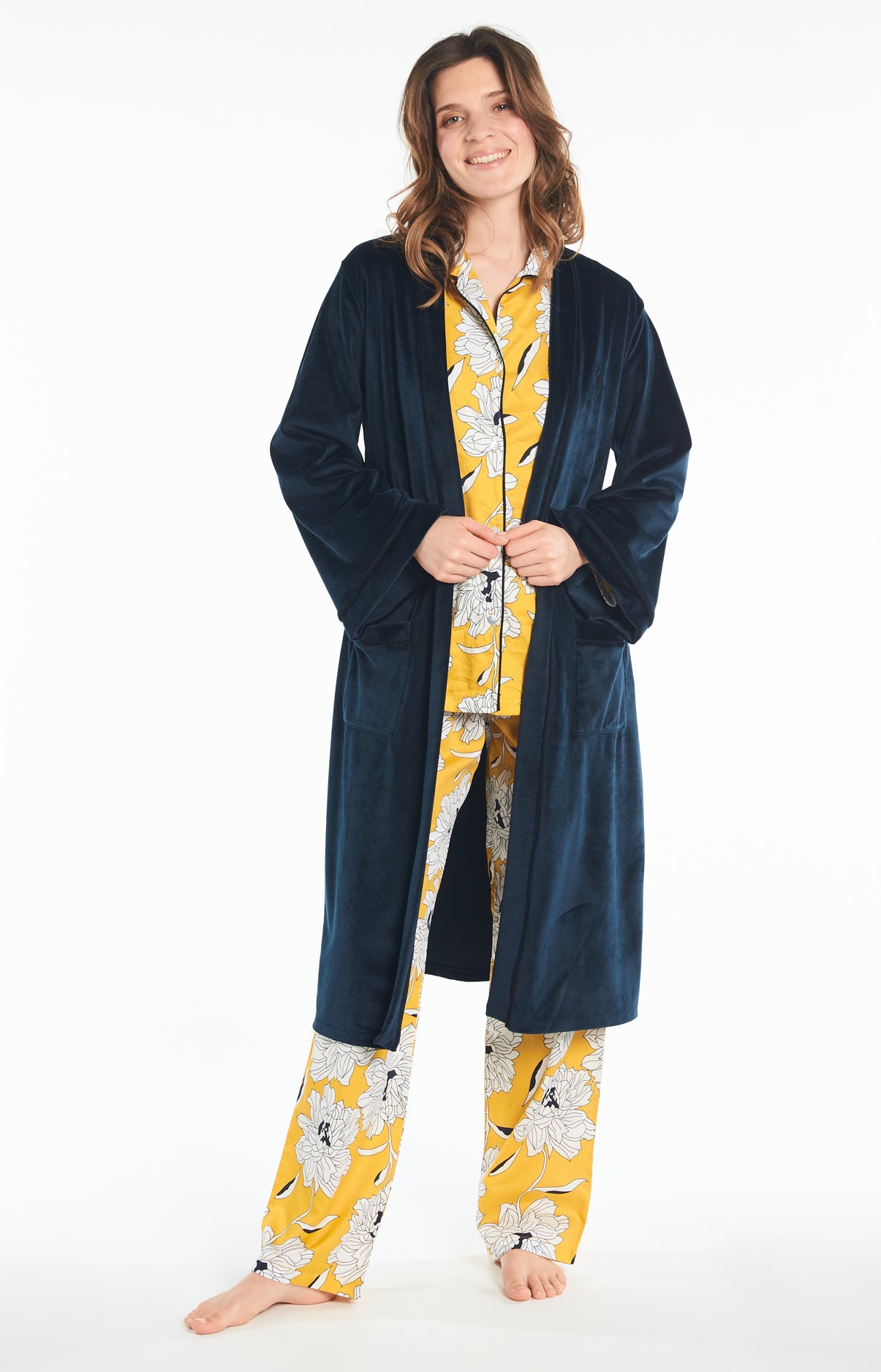 Peignoir Uni Femme Nuit Marine 5