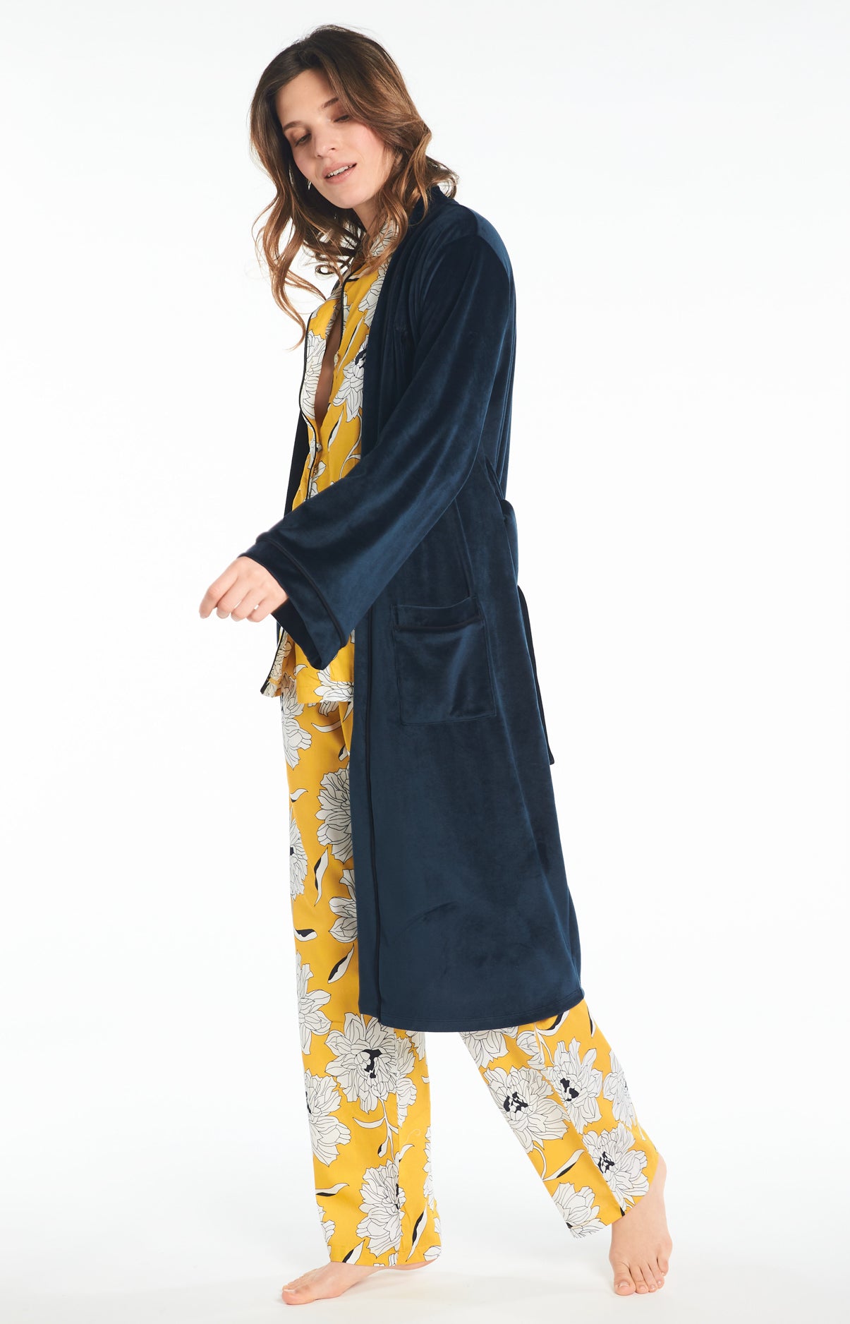 Peignoir Uni Femme Nuit Marine 4