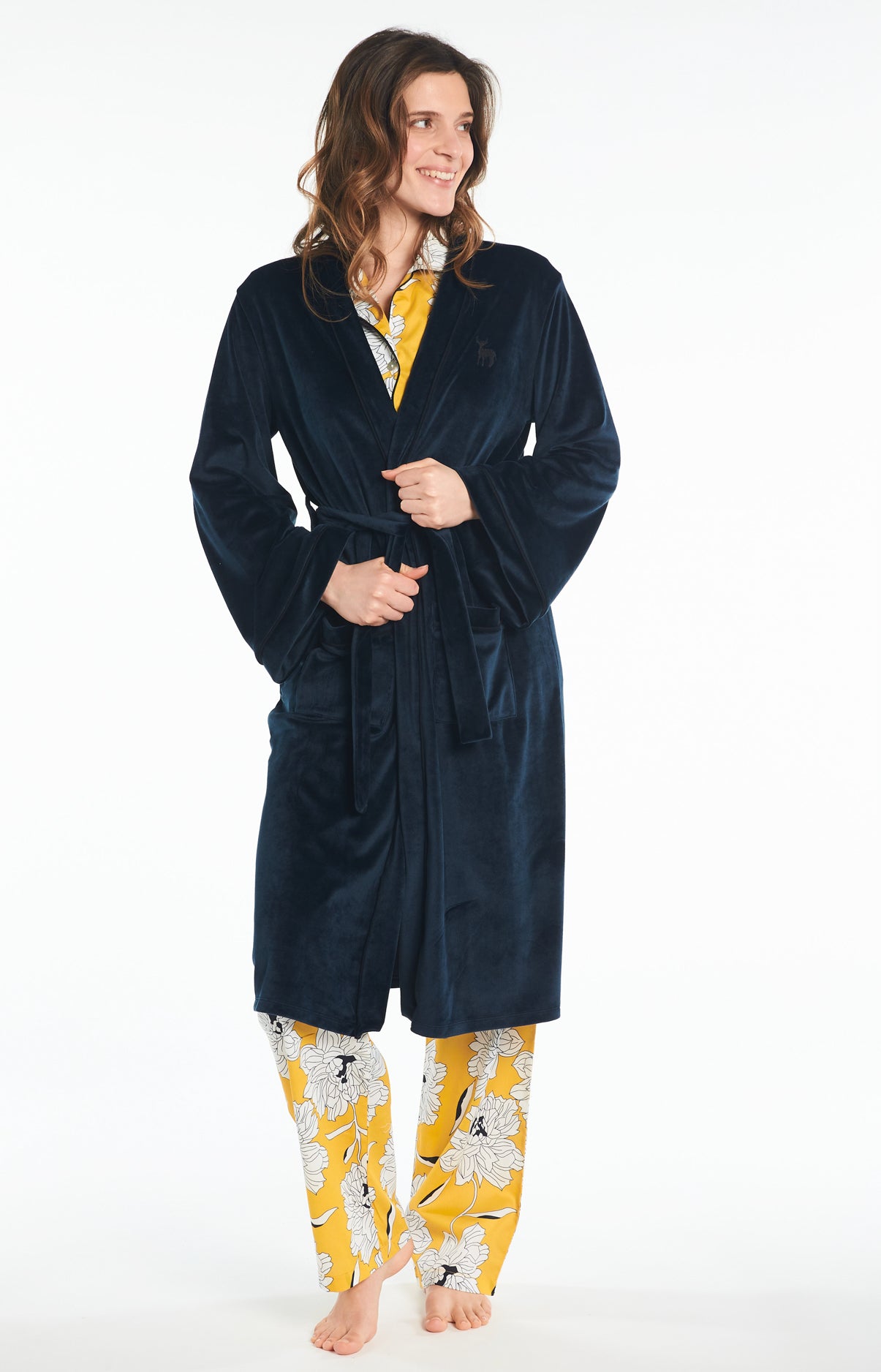 Peignoir Uni Femme Nuit Marine 2