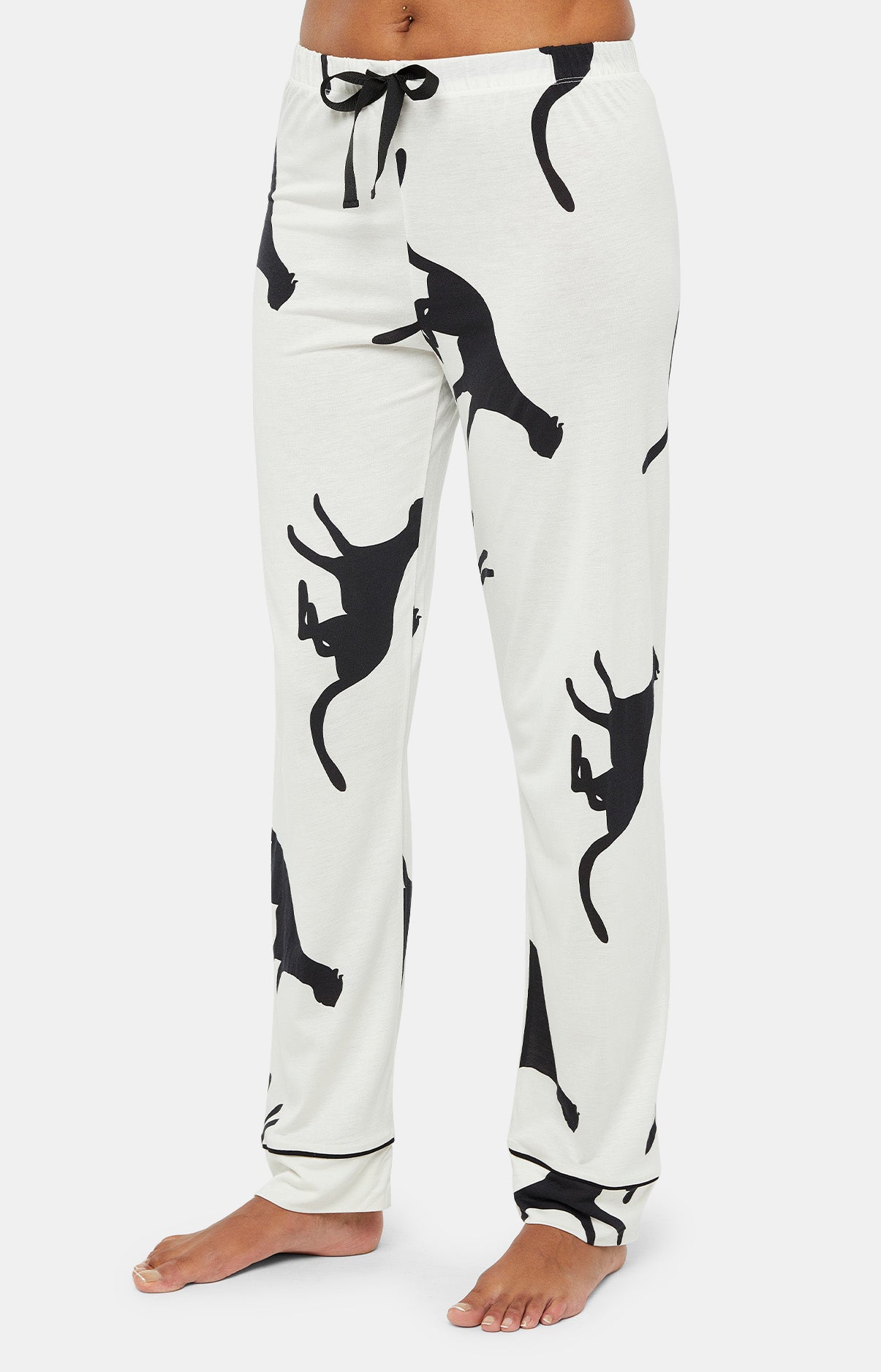 Pyjama long boutonné Femme Guépard Blanc et Ivoire 16