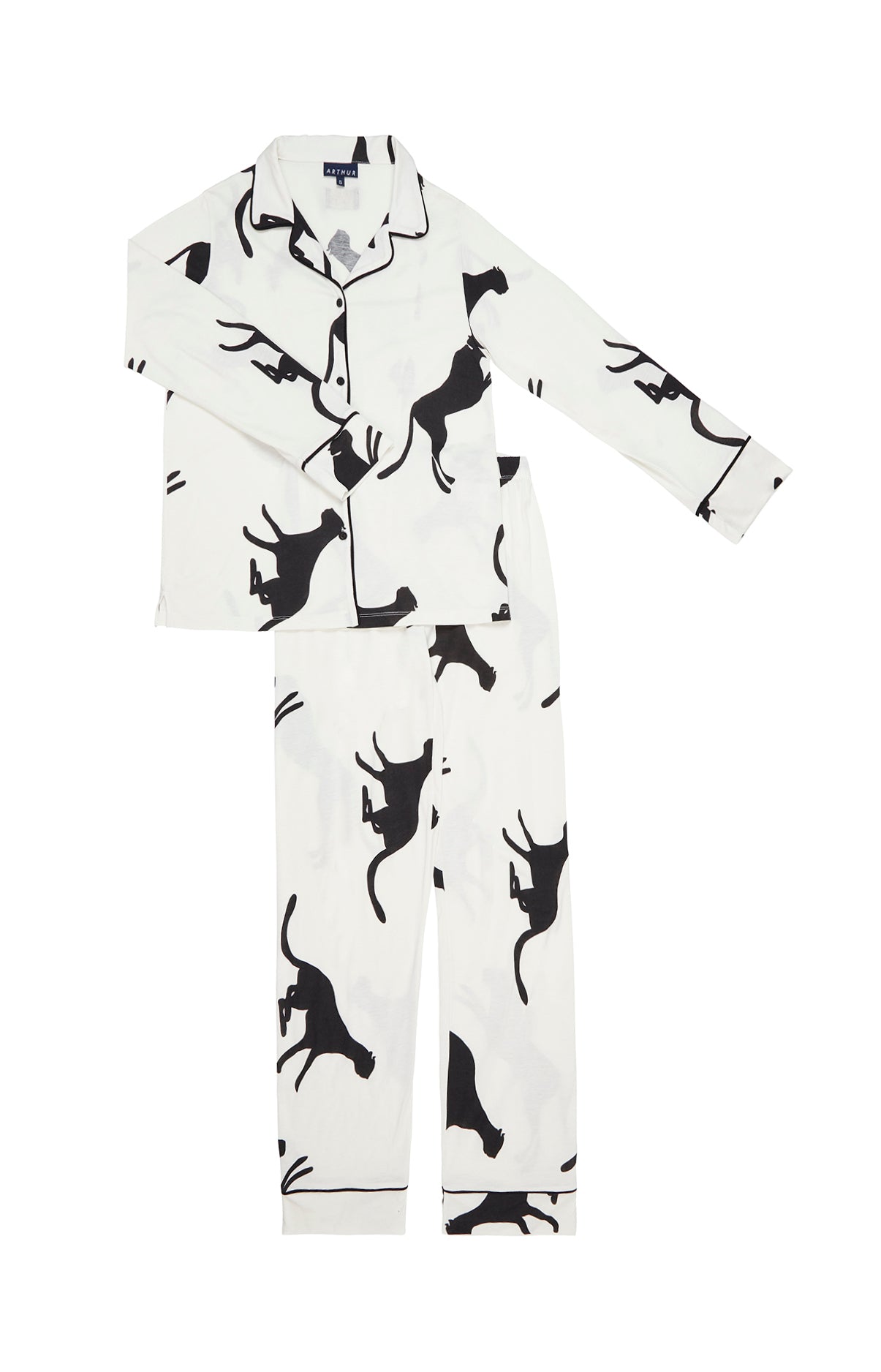 Pyjama long boutonné Femme Guépard Blanc et Ivoire 15