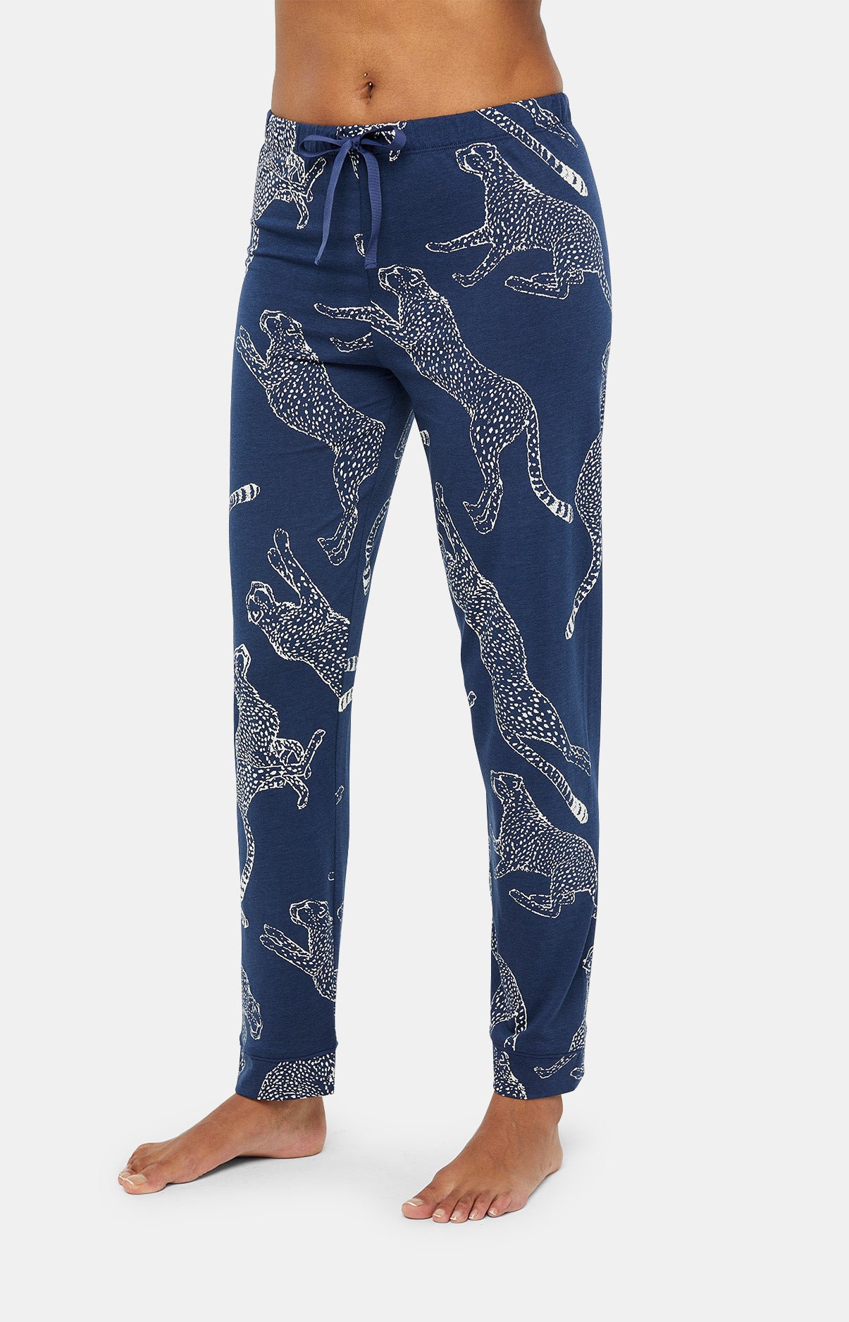 Pyjama long boutonné Femme Guépard Marine 9