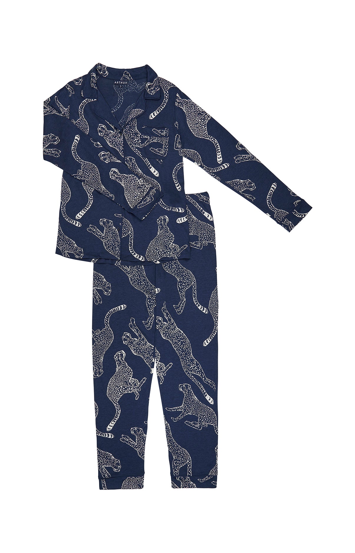 Pyjama long boutonné Femme Guépard Marine 8
