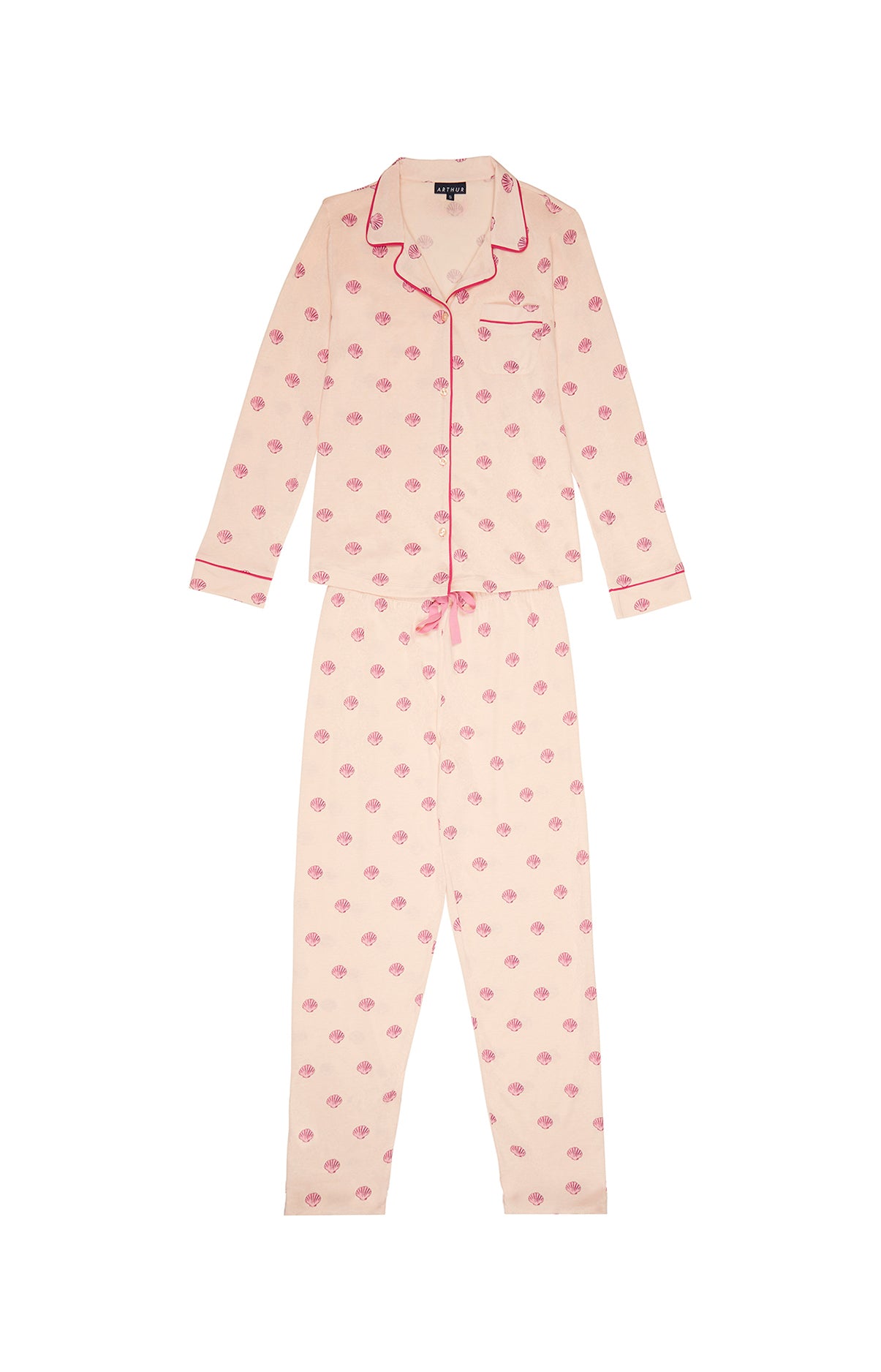 Pyjama long boutonné Femme Coquillage Rose 5