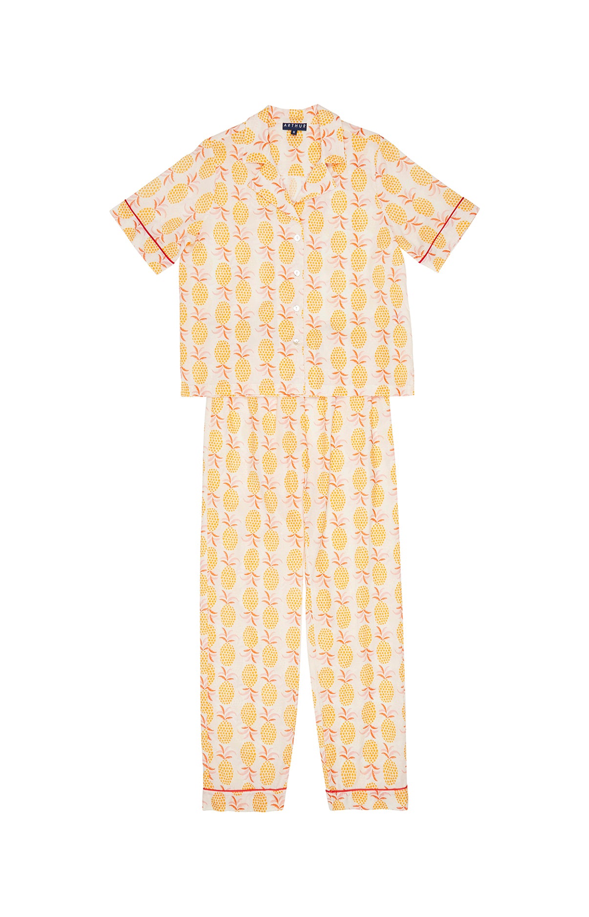 Pyjama long boutonné Femme Ananas Jaune 4