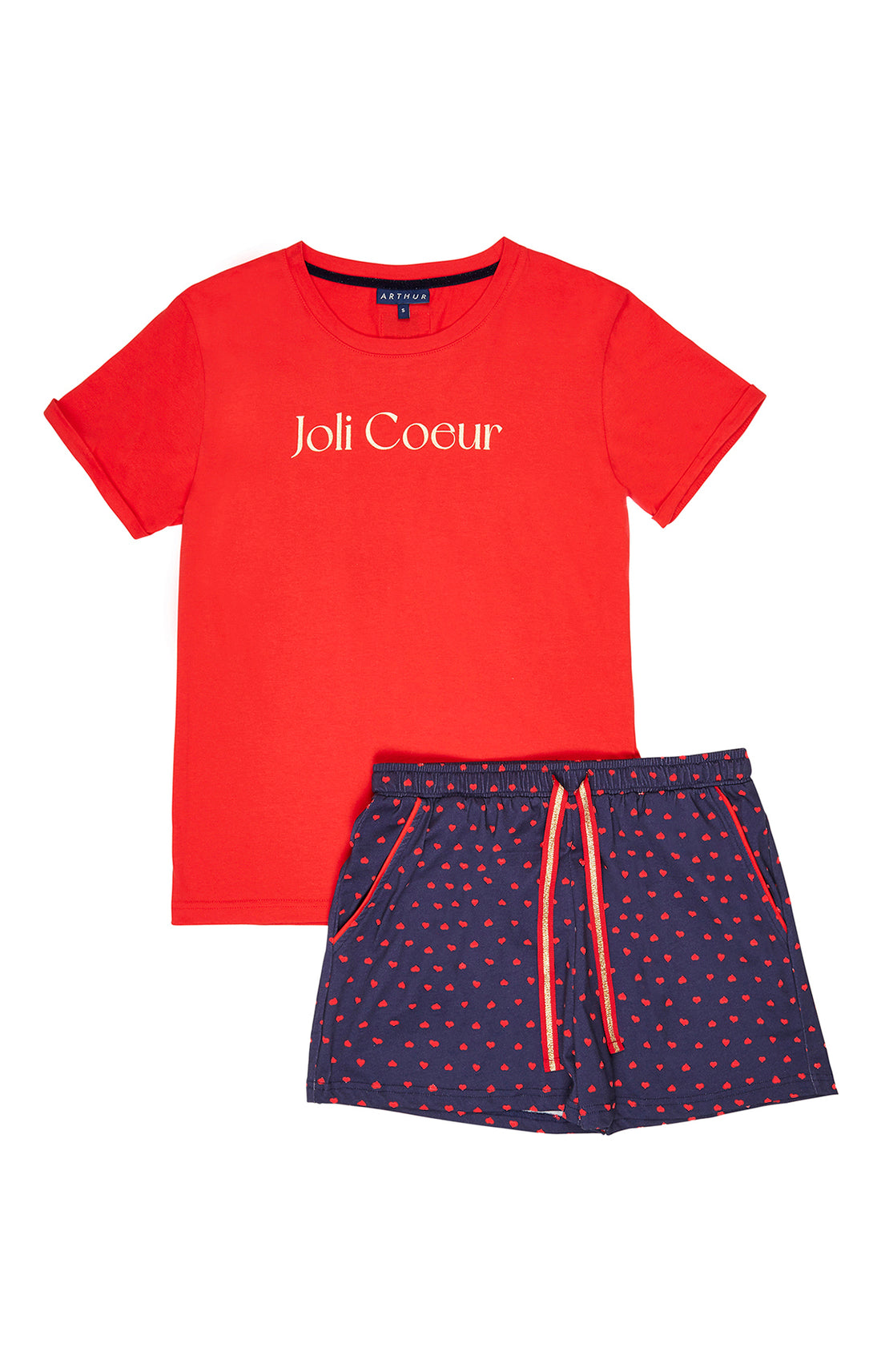 Pyjashort Femme Joli Coeur Marine 3