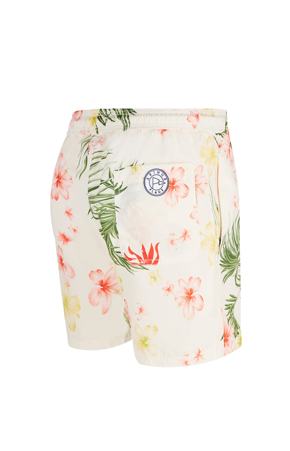 Short de bain Homme Hibiscus Blanc et Ivoire 4