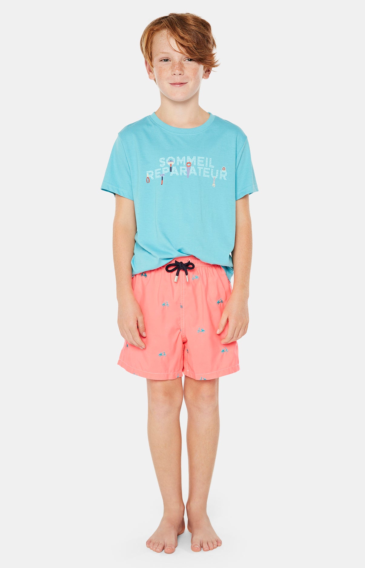 Short de bain Enfant brodé Scooter Rose 1