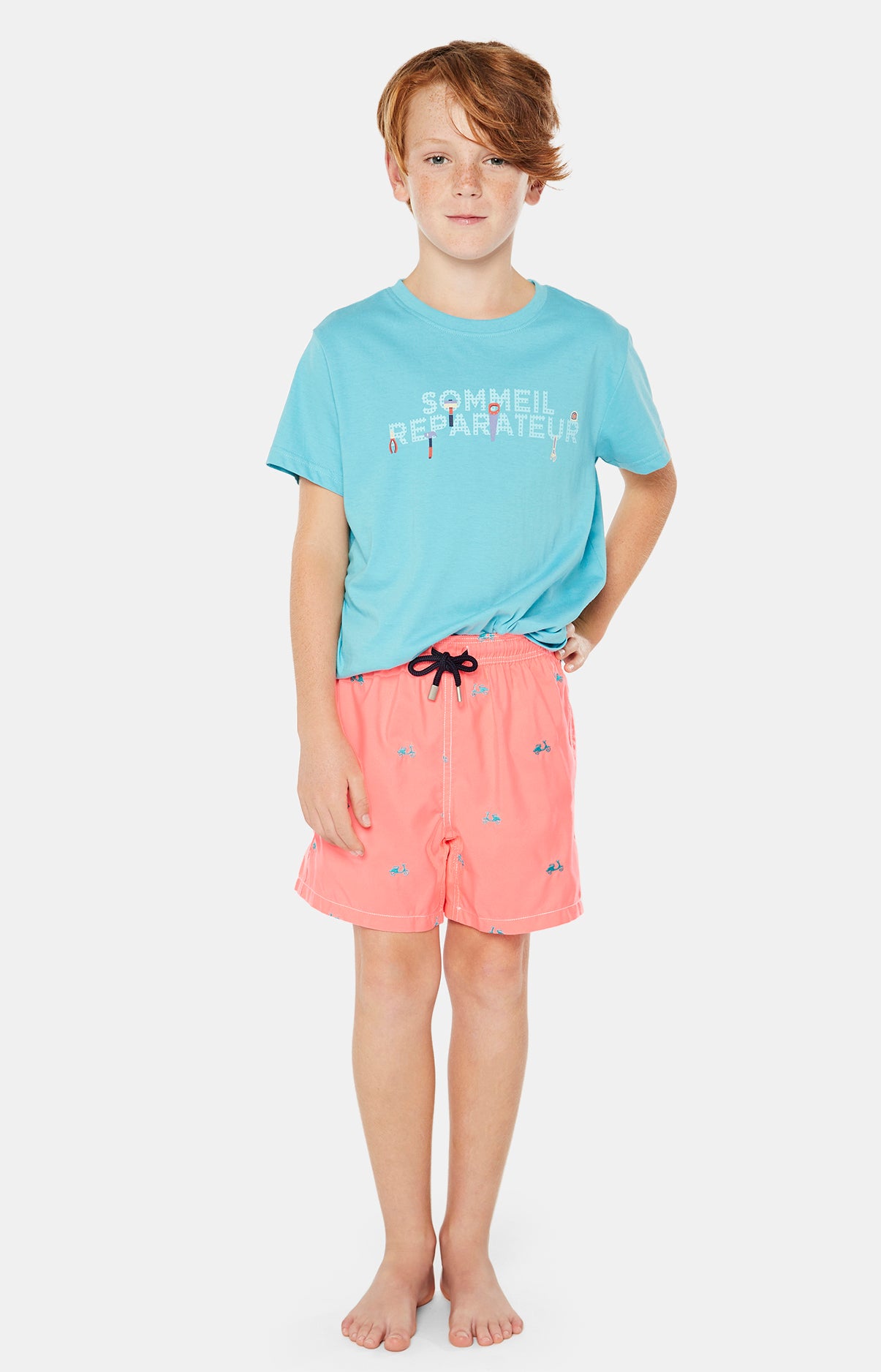 Short de bain Enfant brodé Scooter Rose 2