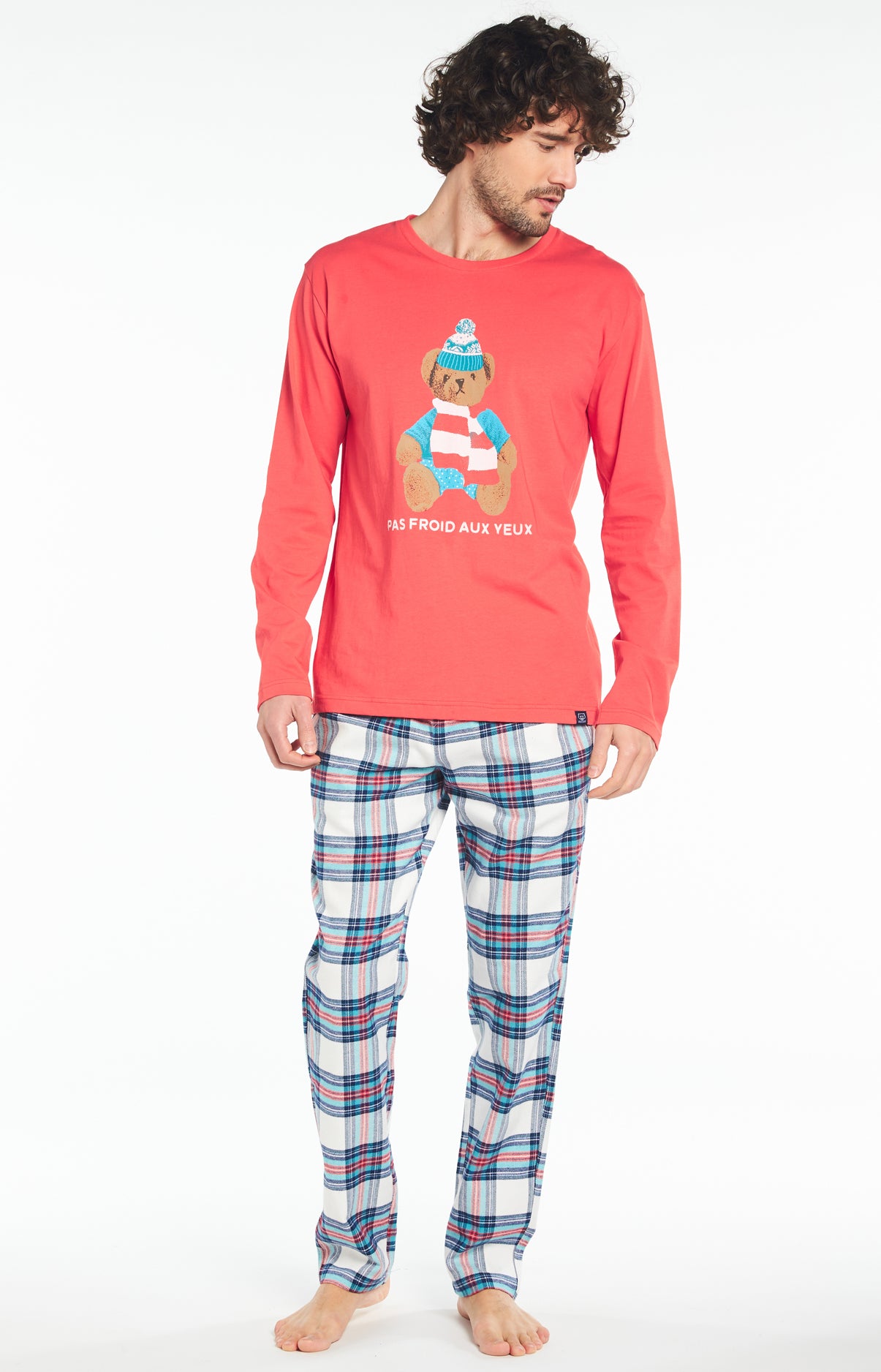 Pyjama long Homme Pas Froid Aux Yeux Blanc et Ivoire 2