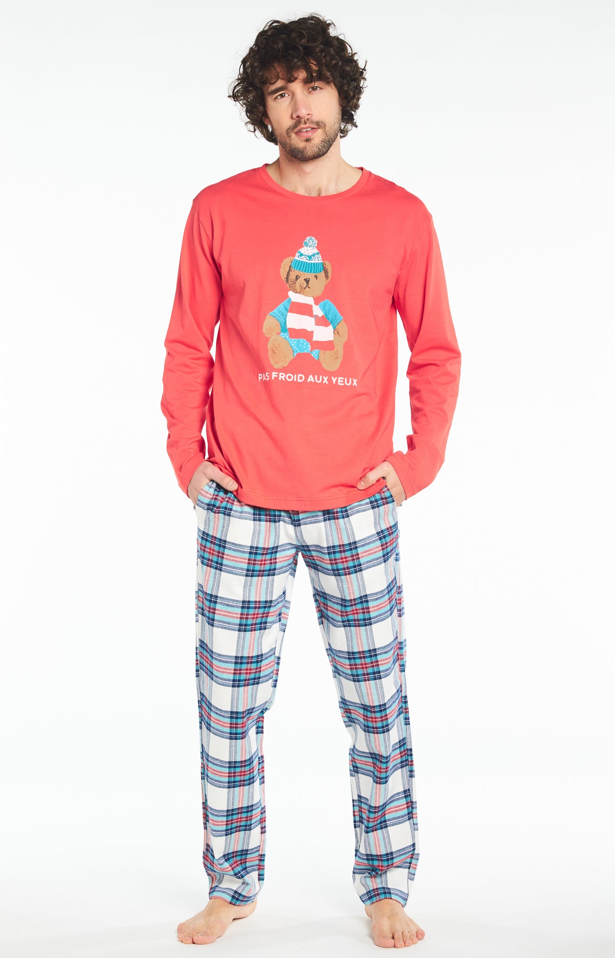 Pyjama long Homme Pas Froid Aux Yeux Blanc et Ivoire 4