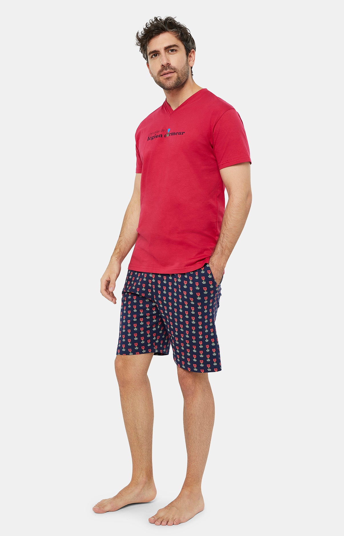 Pyjashort Homme Legion Marine et Rouge 2