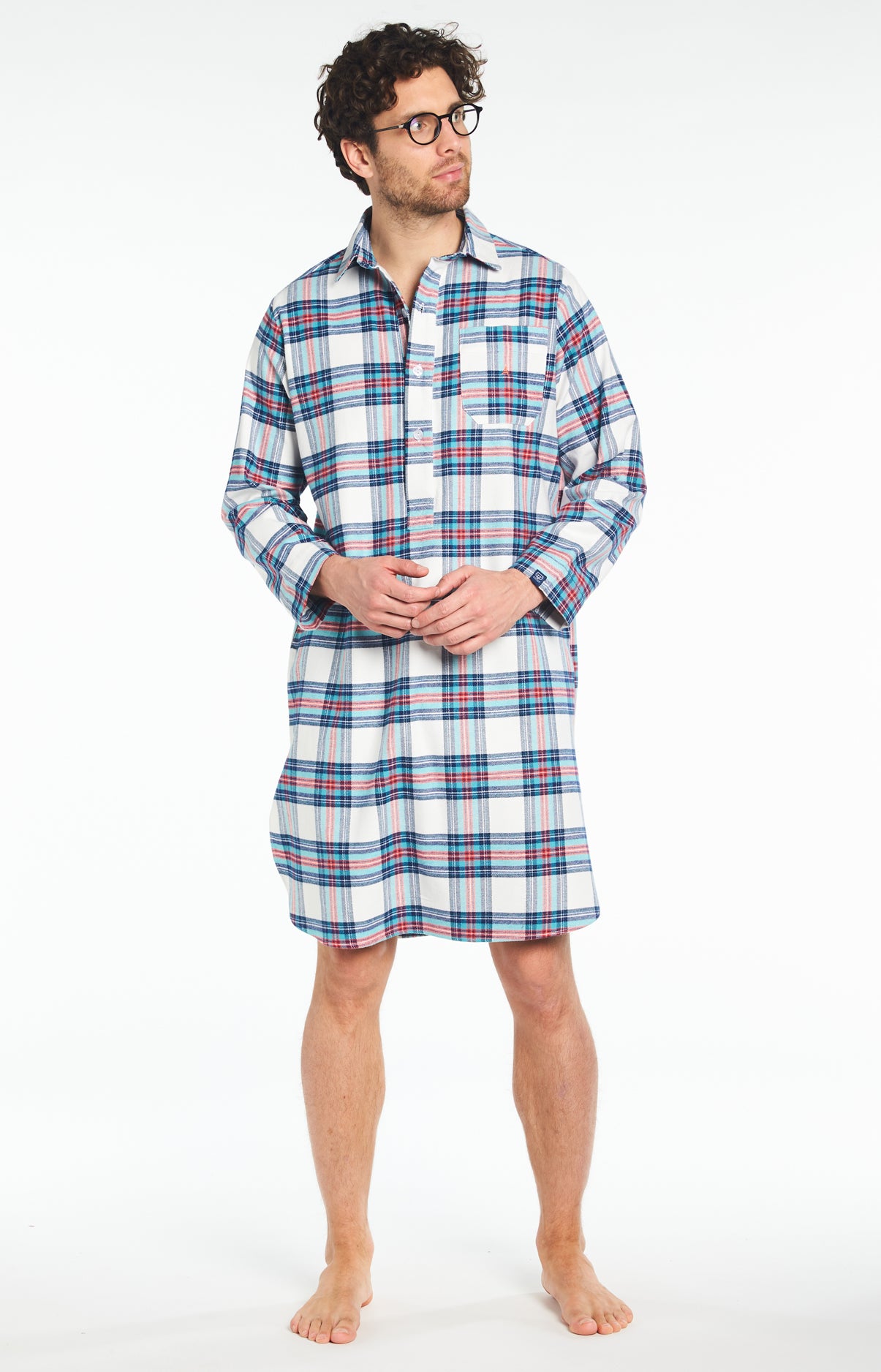 Chemise de nuit Grand-Père Homme Logan Blanc et Ivoire 1