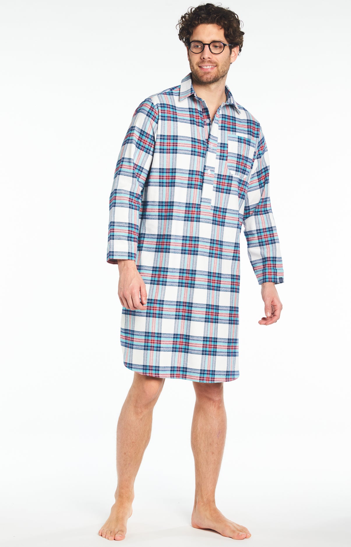 Chemise de nuit Grand-Père Homme Logan Blanc et Ivoire 2