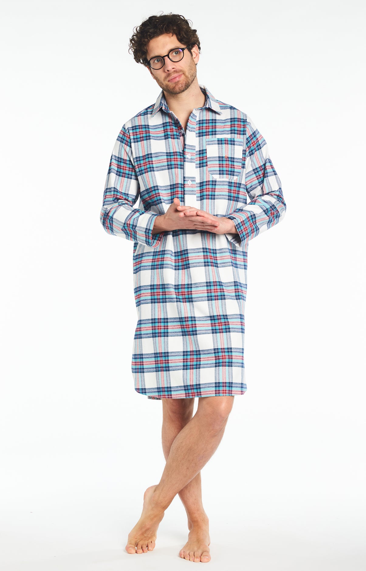 Chemise de nuit Grand-Père Homme Logan Blanc et Ivoire 5