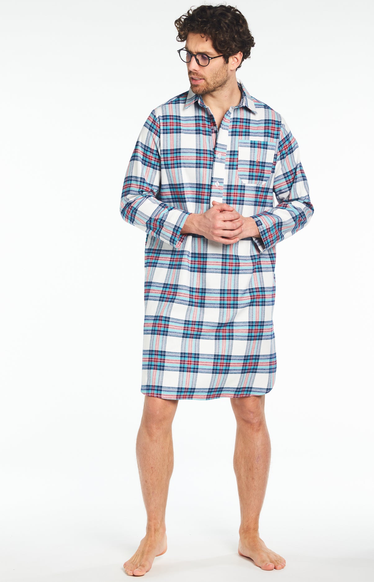 Chemise de nuit Grand-Père Homme Logan Blanc et Ivoire 6