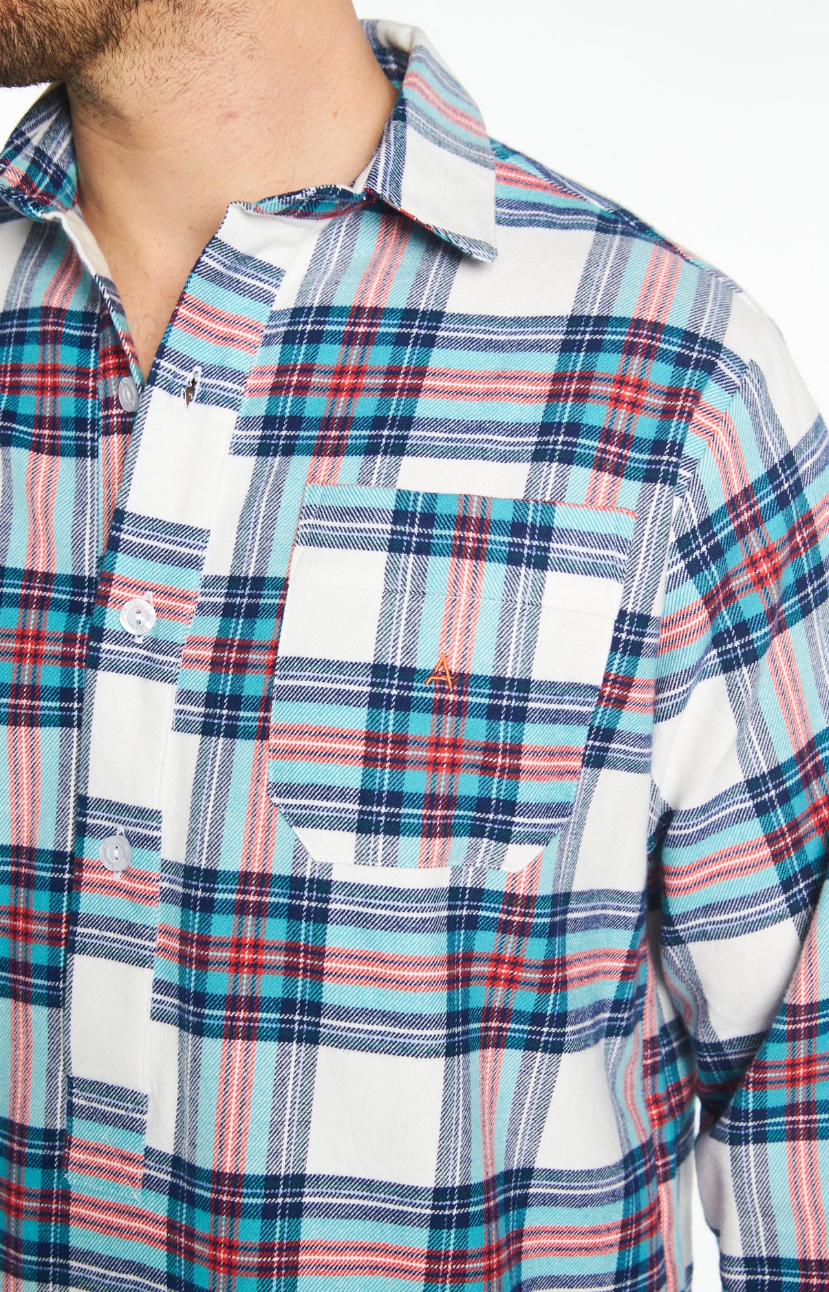 Chemise de nuit Grand-Père Homme Logan Blanc et Ivoire 4