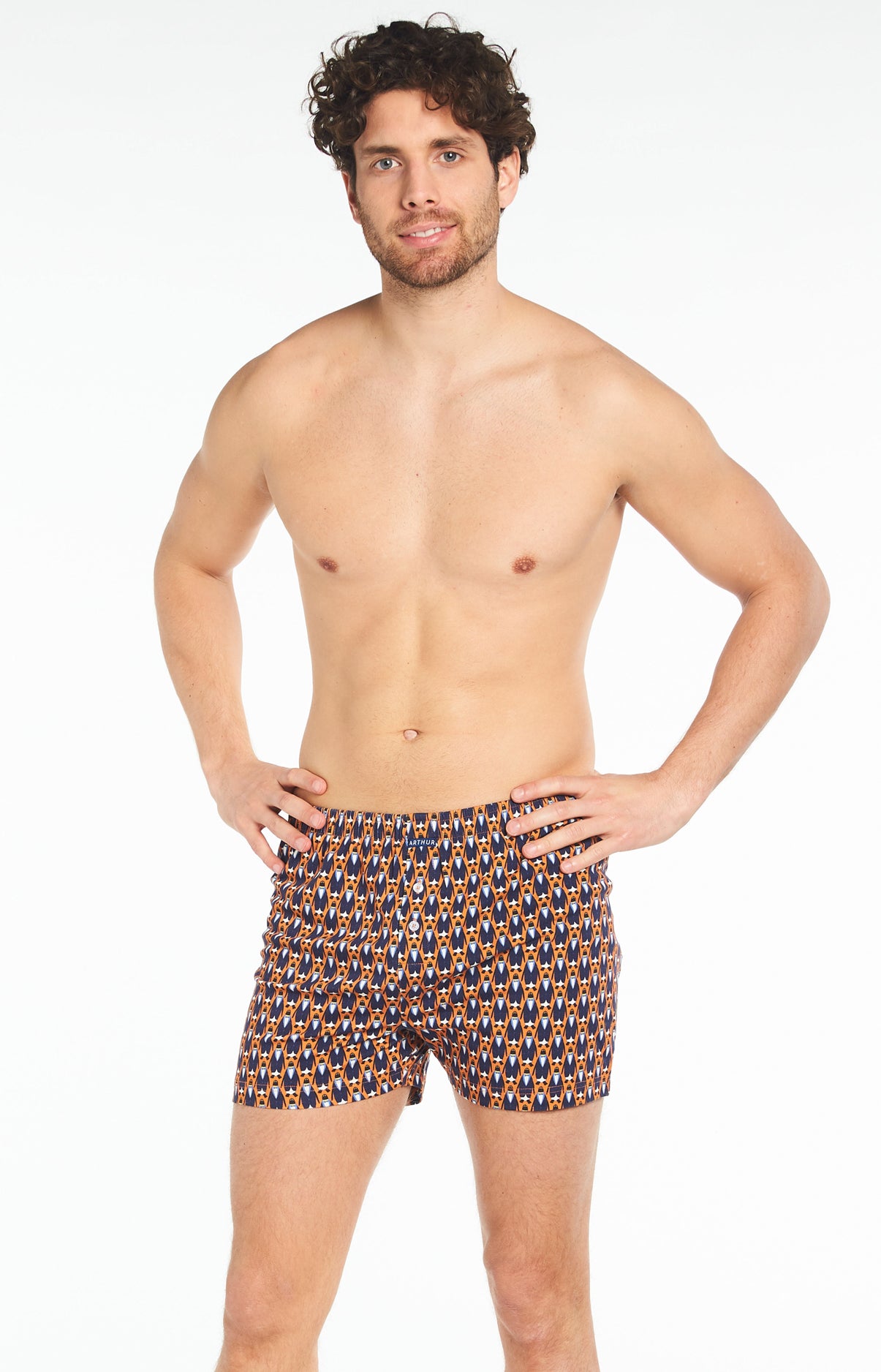 Caleçon de Nuit Homme Tenue de Soirée Orange 1