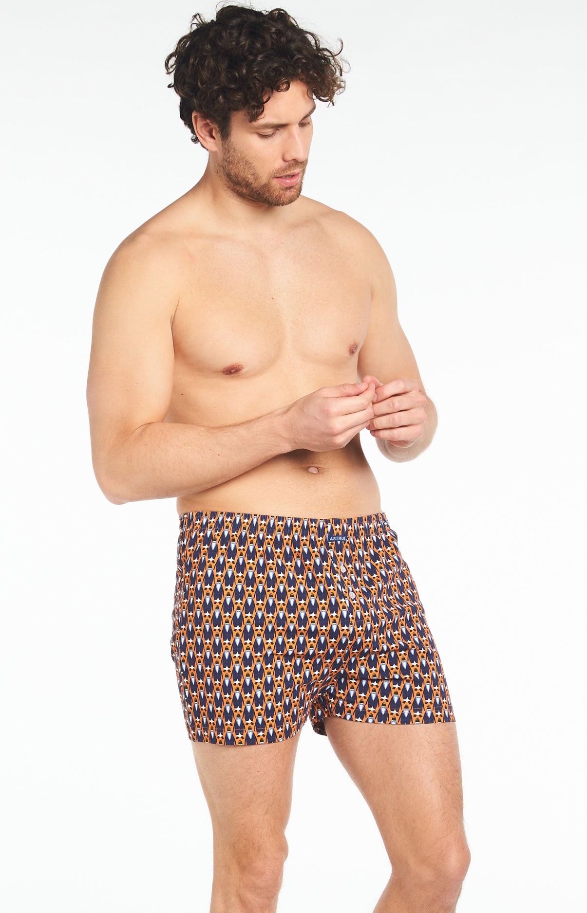 Caleçon de Nuit Homme Tenue de Soirée Orange 5