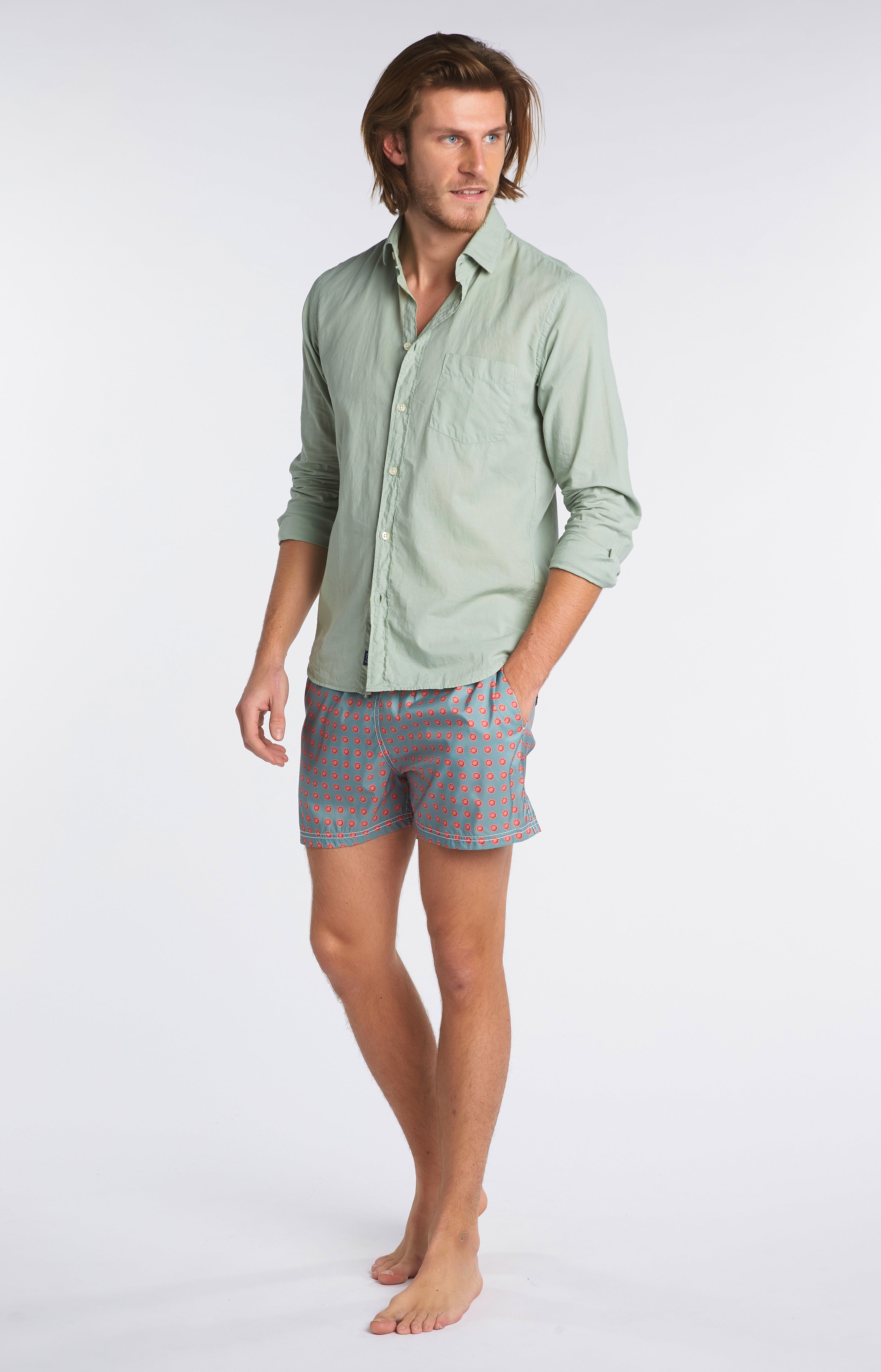 Chemise unie Homme Vert 6