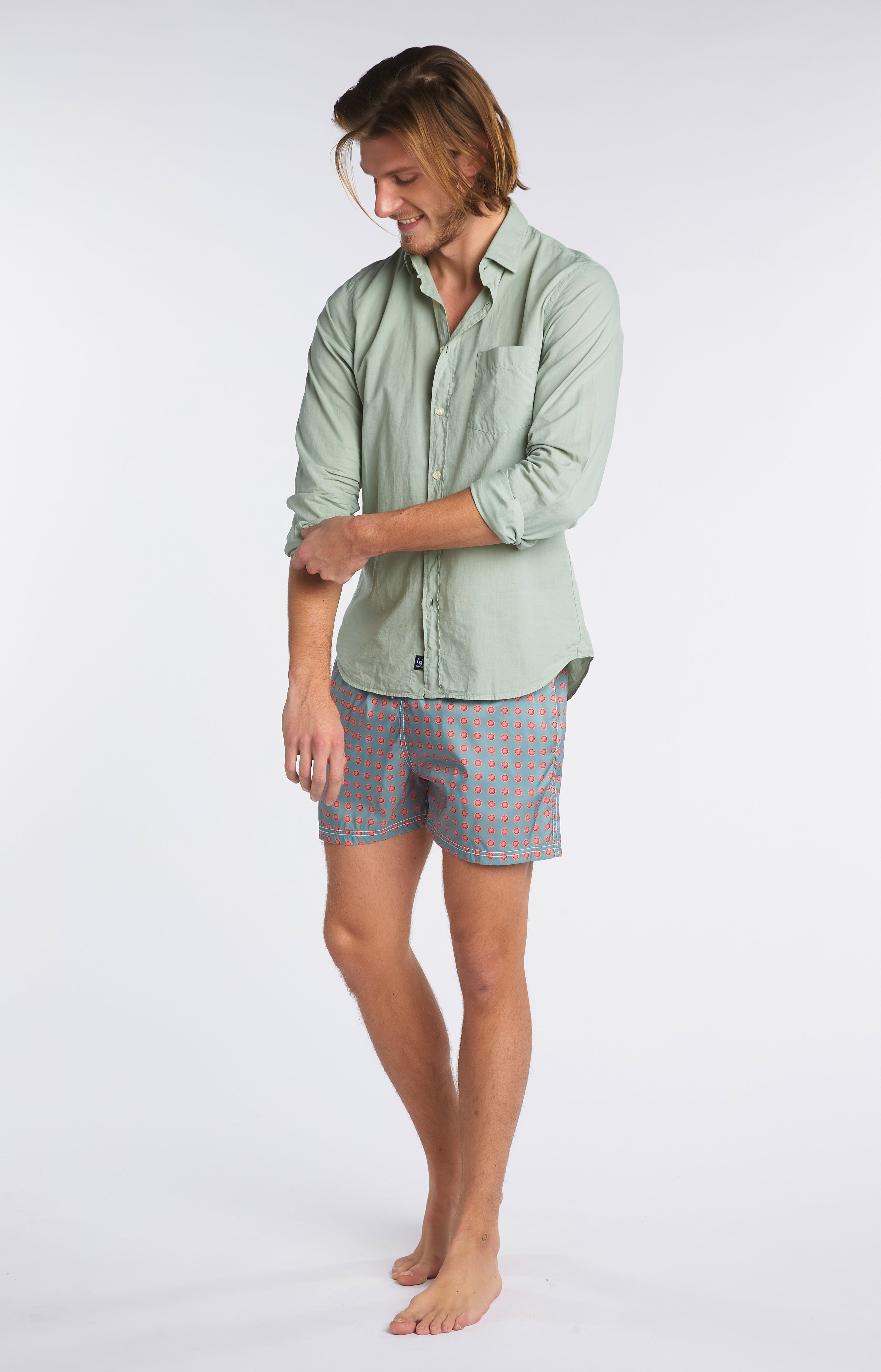 Chemise unie Homme Vert 7