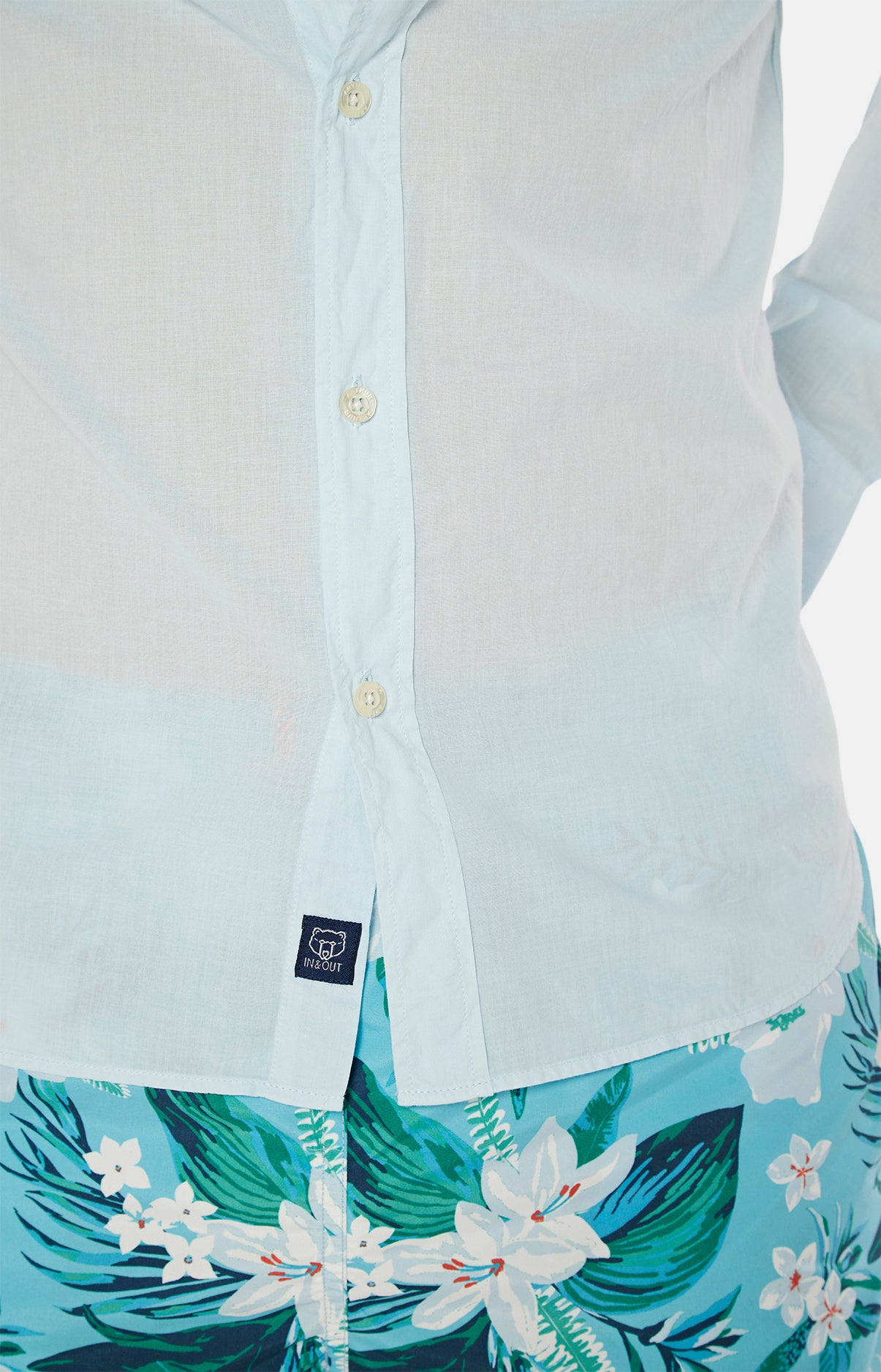 Chemise Homme Voile de Coton Bleu 5