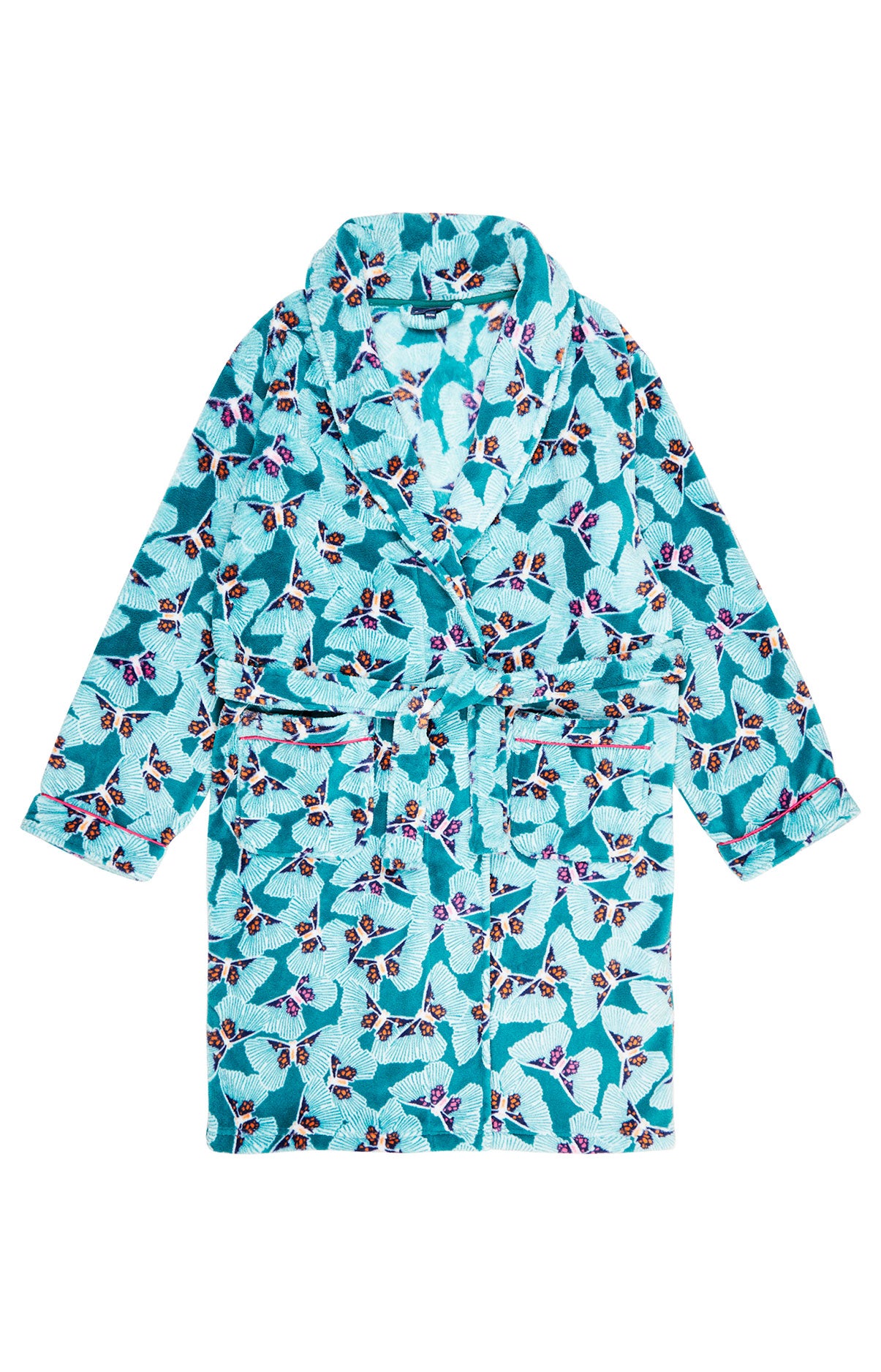 Robe de Chambre Femme Polaire Papillon Vert 3