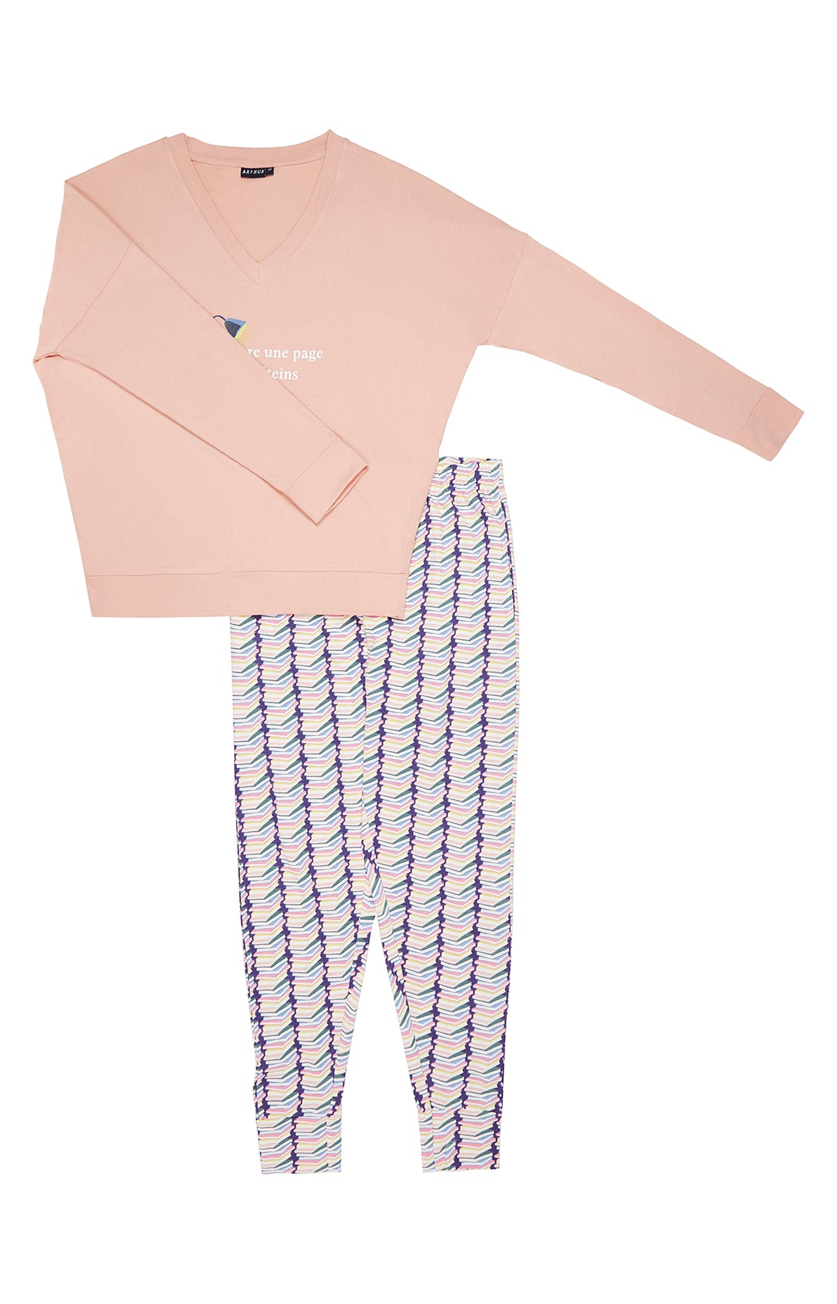 Pyjama long Femme Bouquins Rose 3