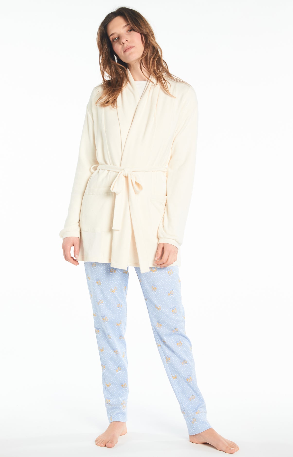 Peignoir Uni Femme Blanc et Ivoire 2