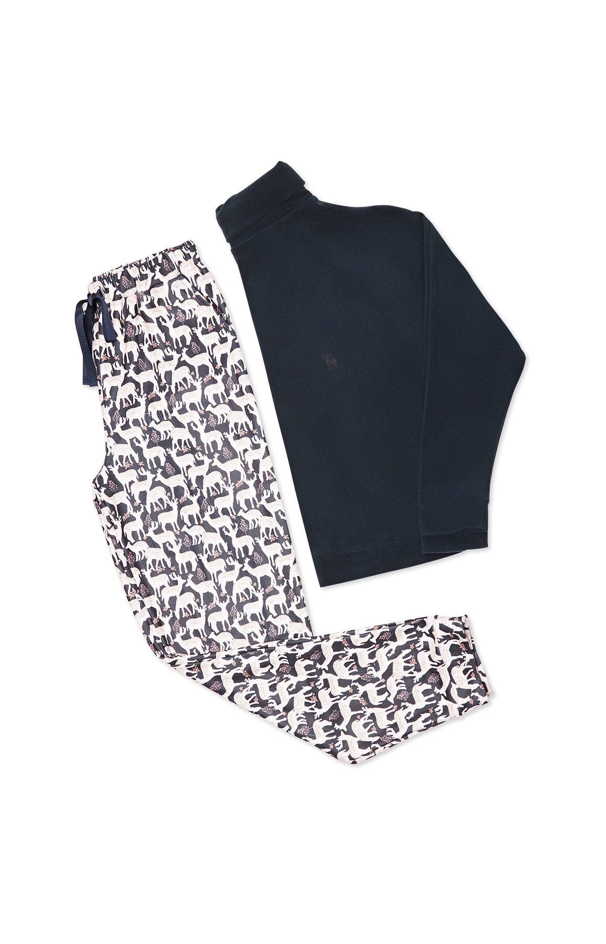 Pyjama long Femme Polaire Biche Marine 3