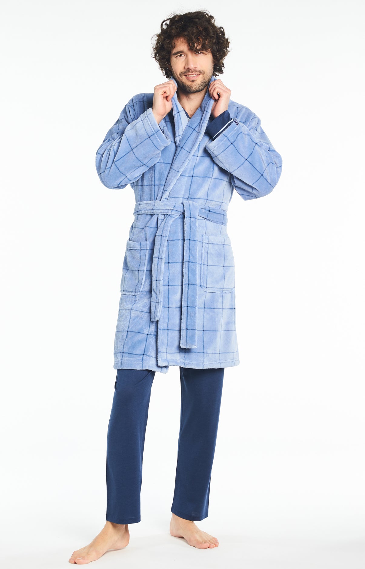 Robe de chambre Homme Carreaux Bleu 7