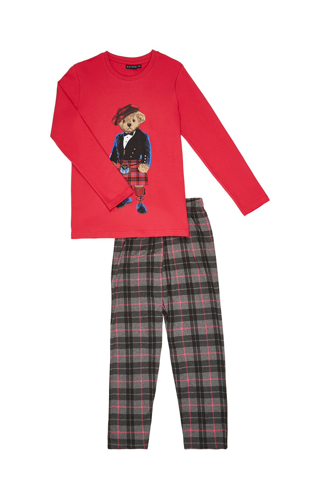 Pyjama long Enfant Boston Gris et Rouge 3