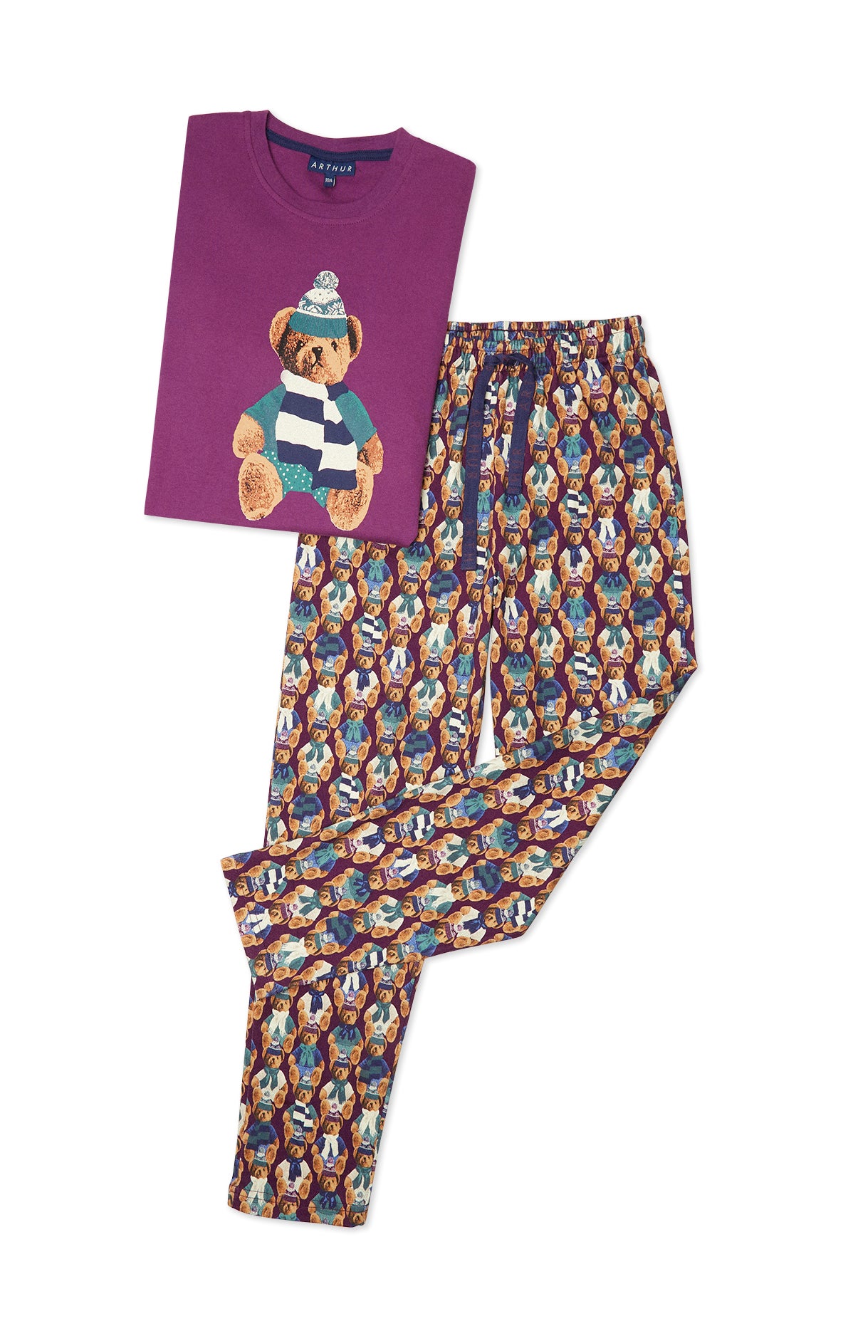 Pyjama long Enfant Teddy Violet et Bordeaux 7