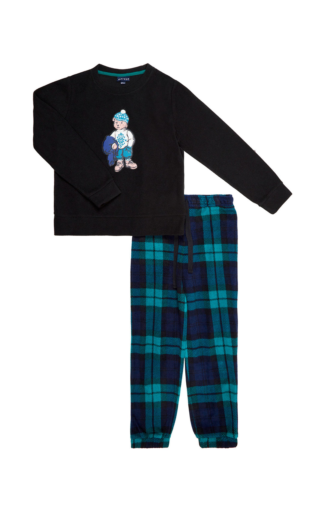 Pyjama long Enfant Polaire Bill Noir et Vert 3