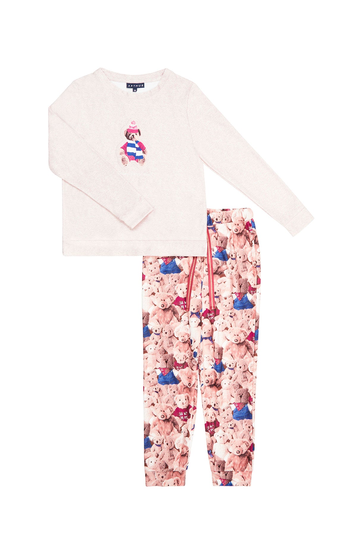 Pyjama long Enfant Polaire Teddy Beige et Marron 3