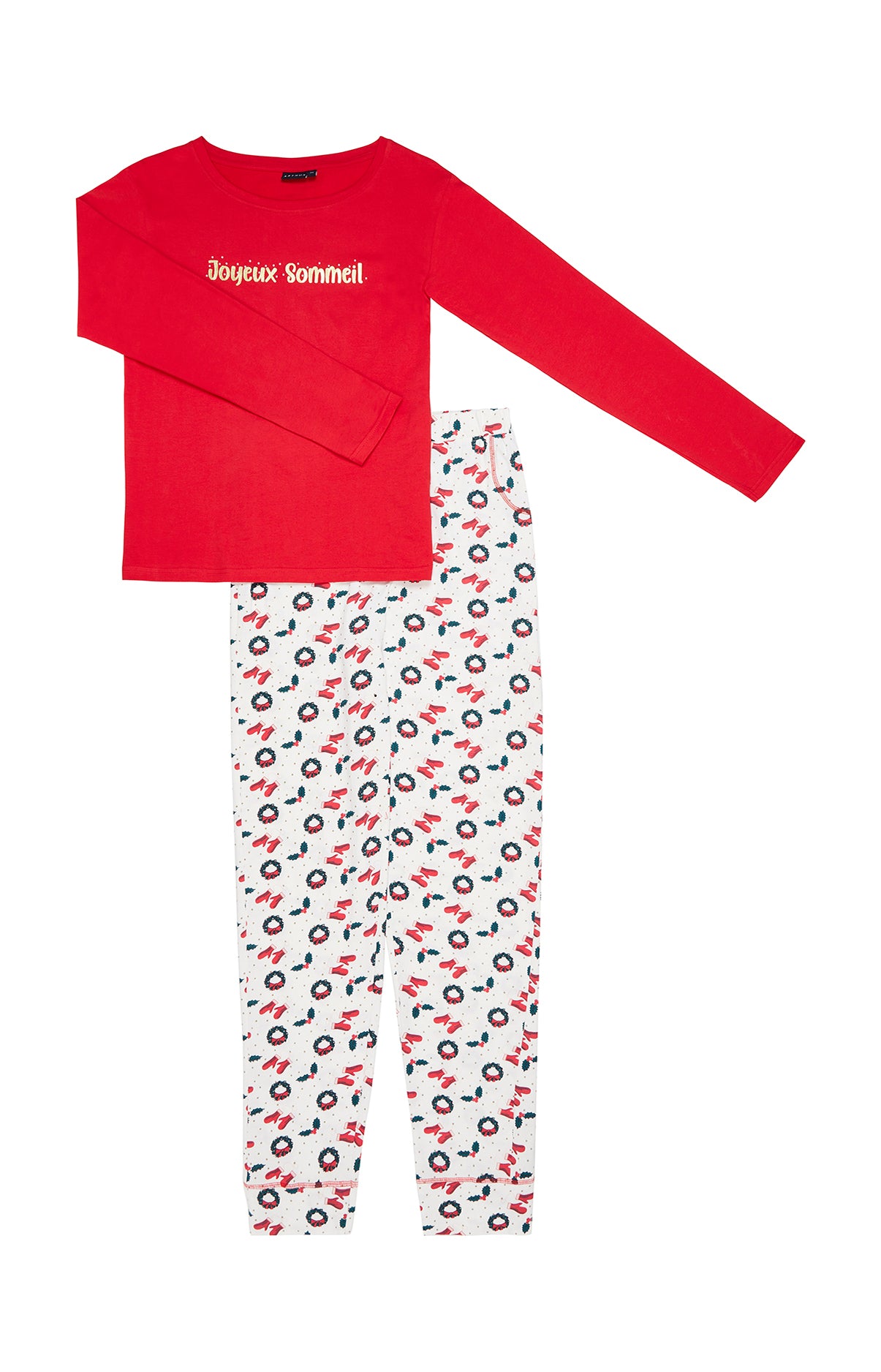 Pyjama long Femme Joyeux sommeil Rouge 3