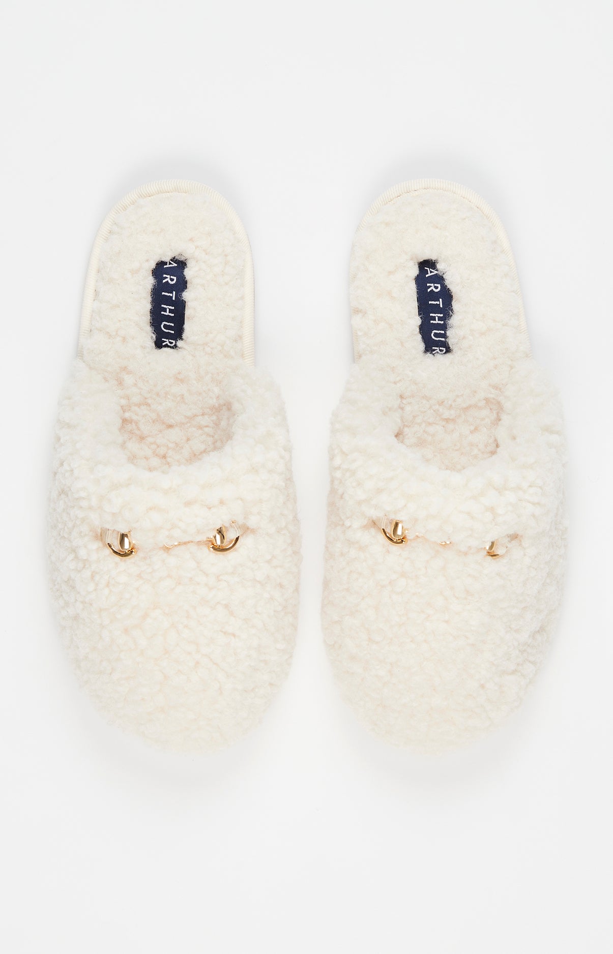 Mules Femme Polaire Unies Blanc et Ivoire 2