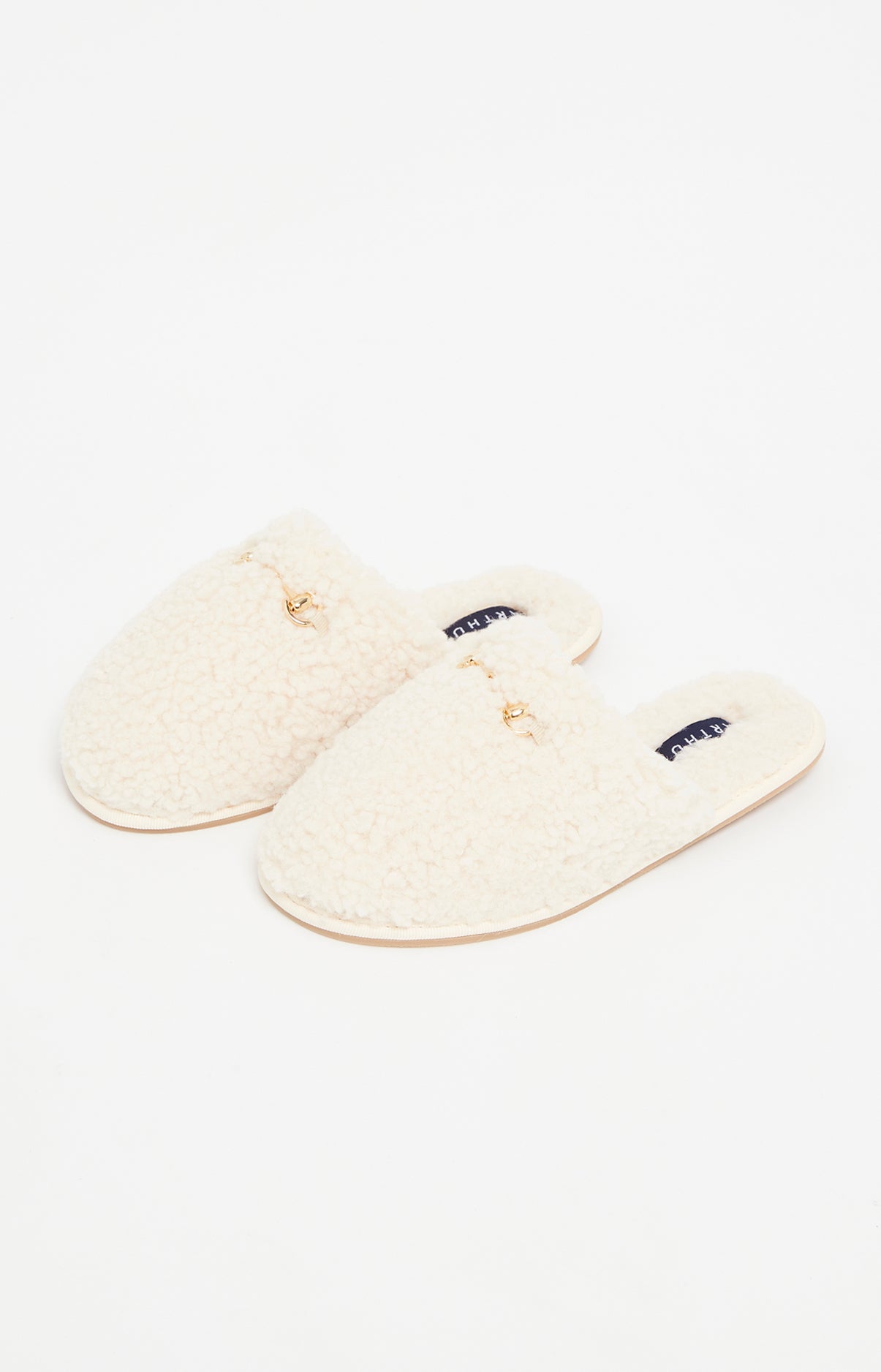 Mules Femme Polaire Unies Blanc et Ivoire 1