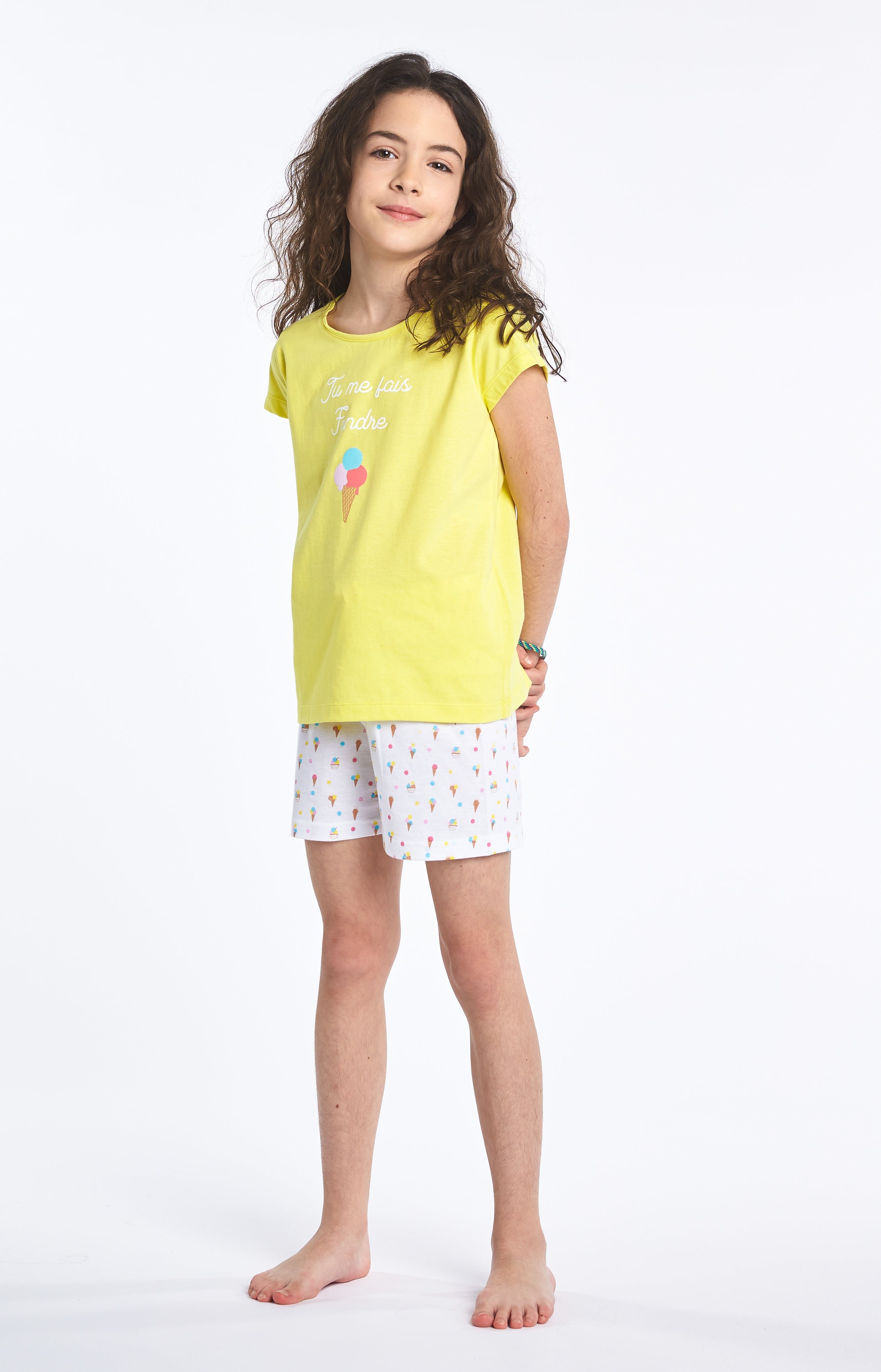 Pyjama court Enfant Icecream Blanc et Ivoire 1
