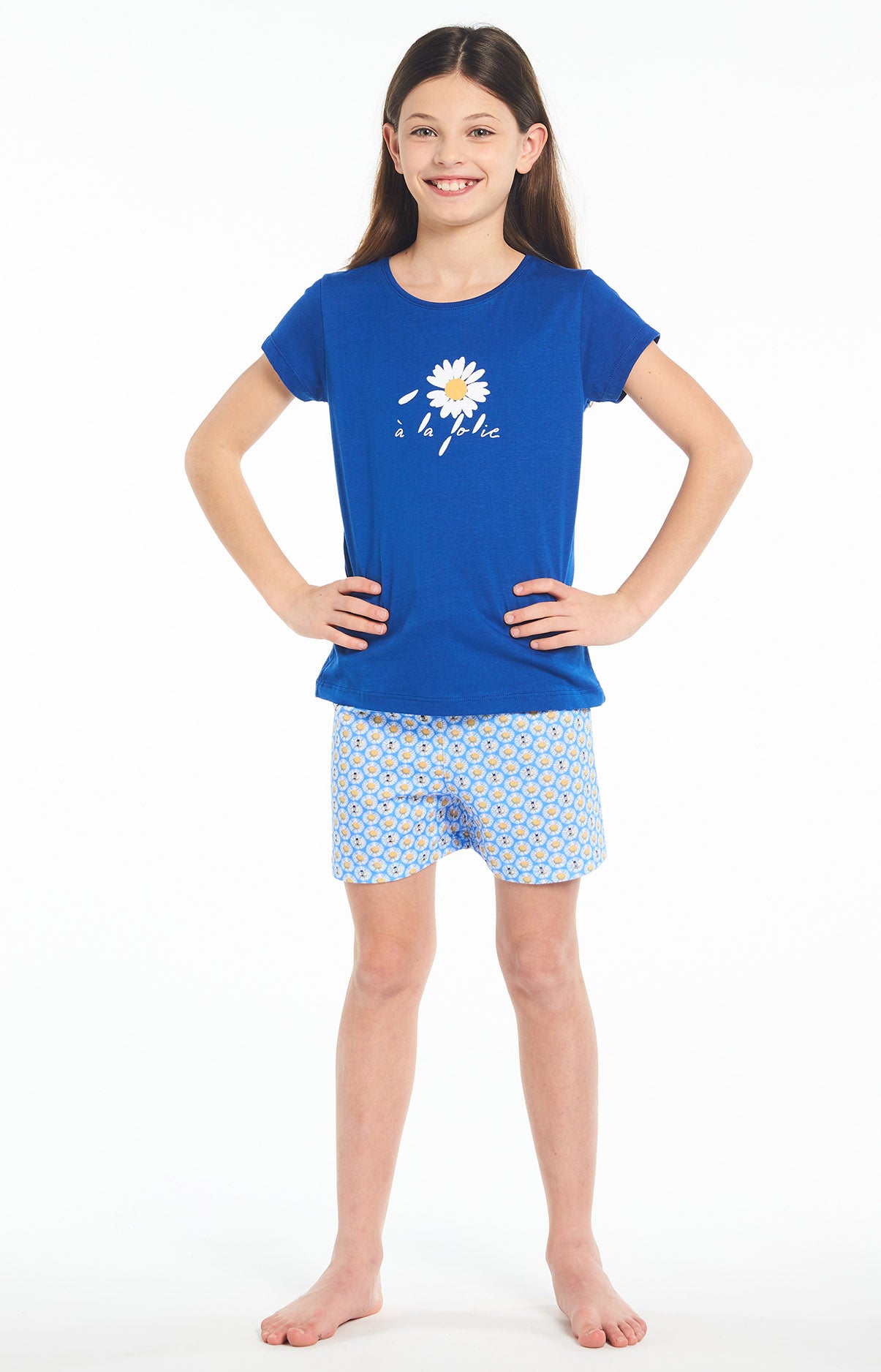 Pyjama court Enfant Paquerette Bleu 2